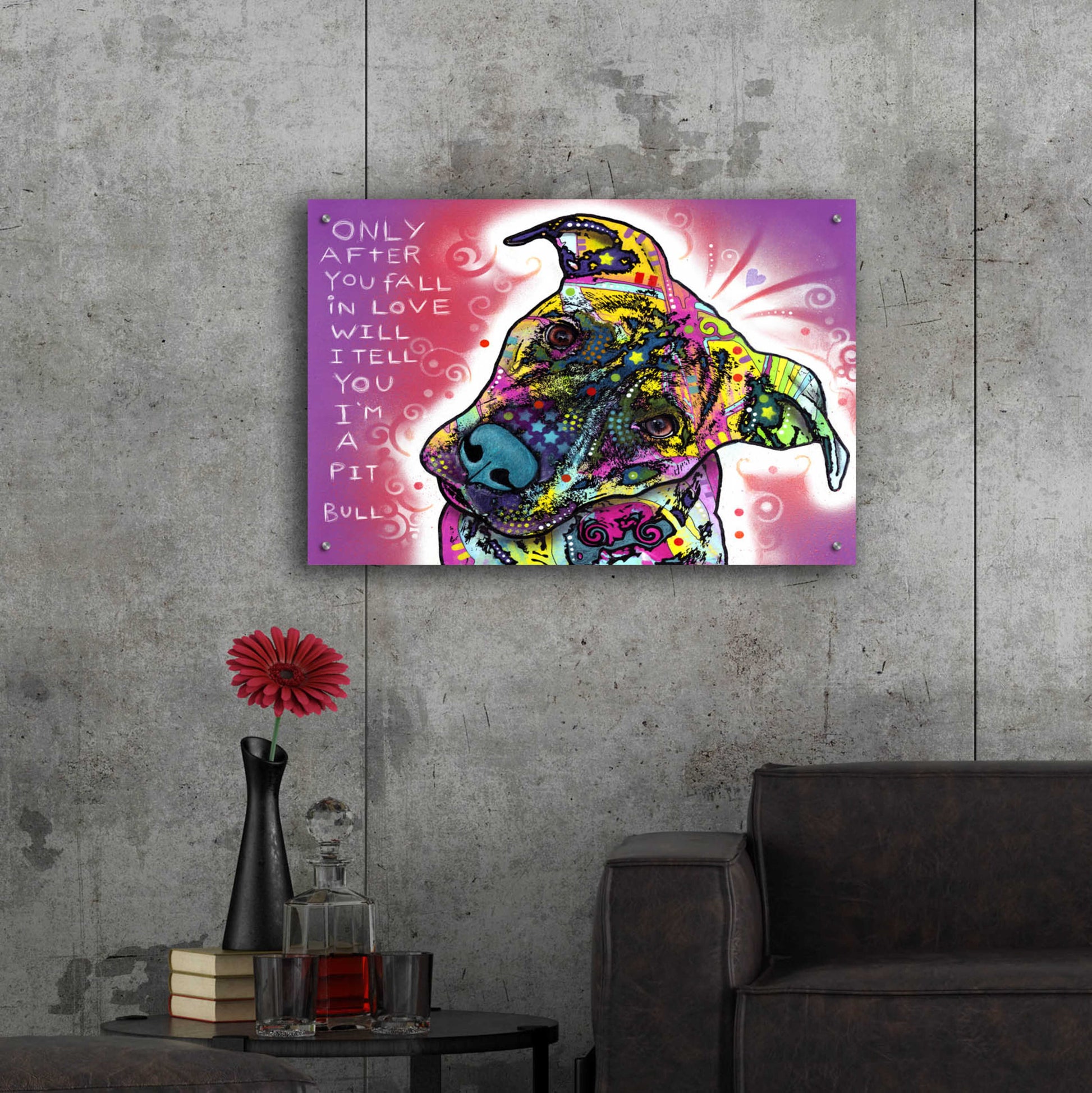 Epic Art 'I'M A Pit Bull' by Dean Russo, Acrylic Glass Wall Art,36x24