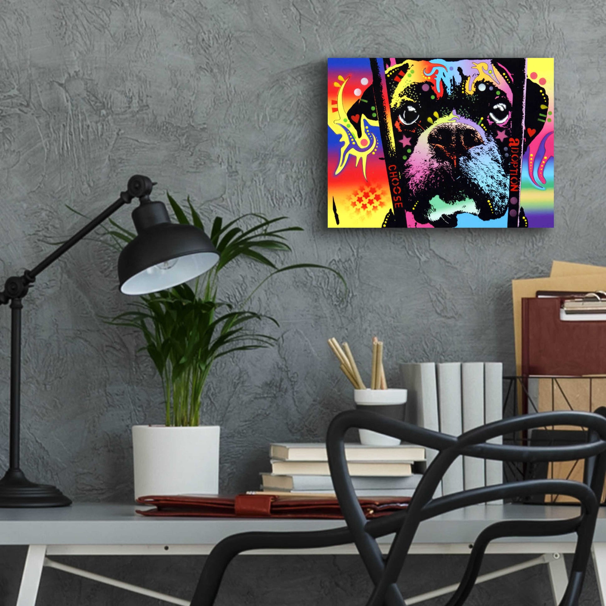 Epic Art 'Choose Adoption Boxer' by Dean Russo, Acrylic Glass Wall Art,16x12