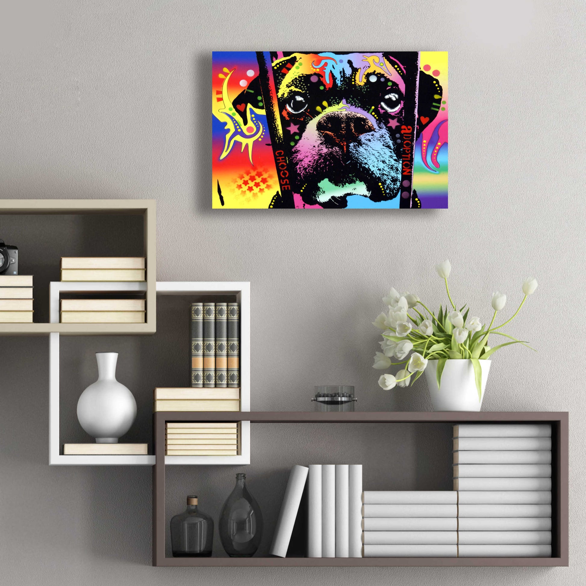 Epic Art 'Choose Adoption Boxer' by Dean Russo, Acrylic Glass Wall Art,24x16