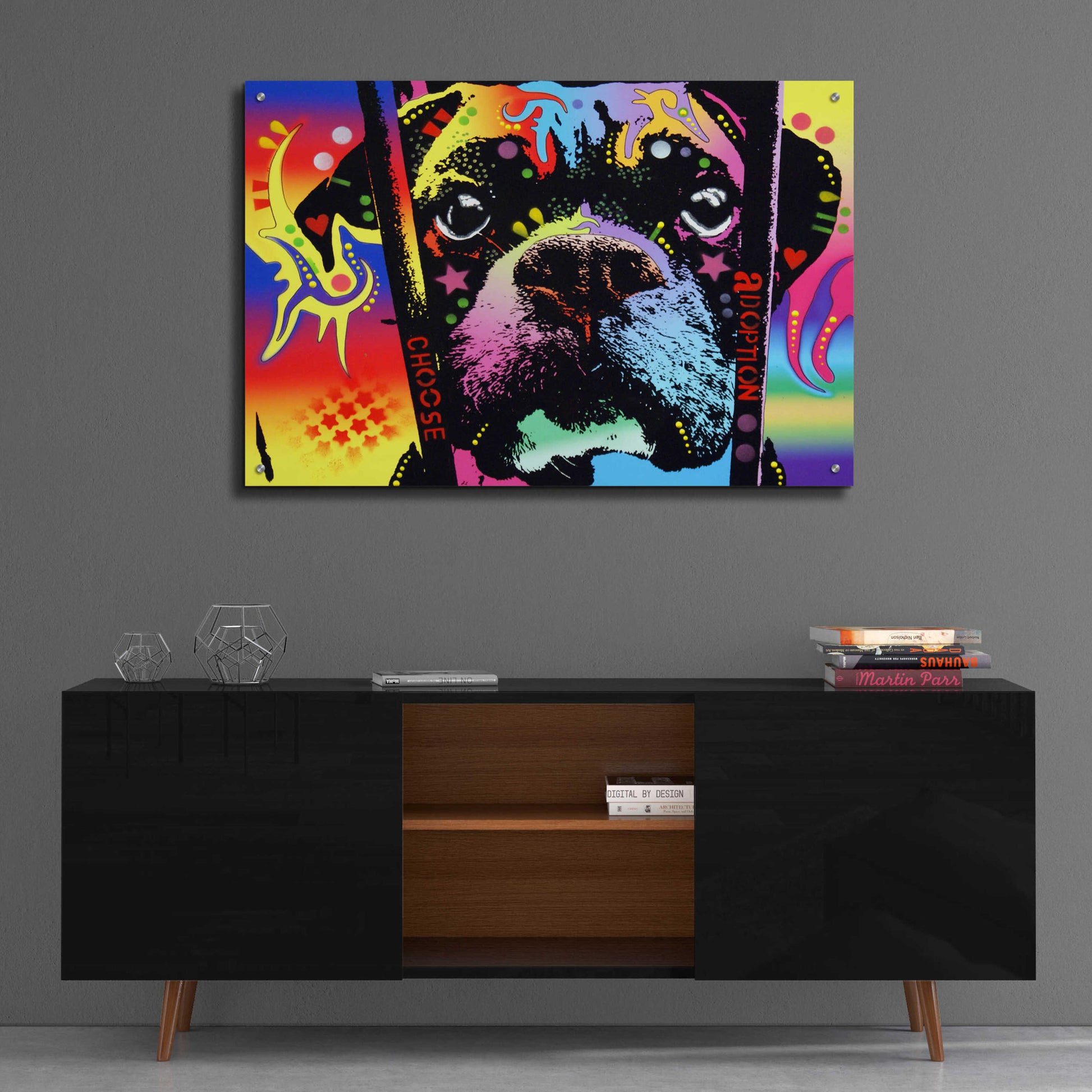 Epic Art 'Choose Adoption Boxer' by Dean Russo, Acrylic Glass Wall Art,36x24