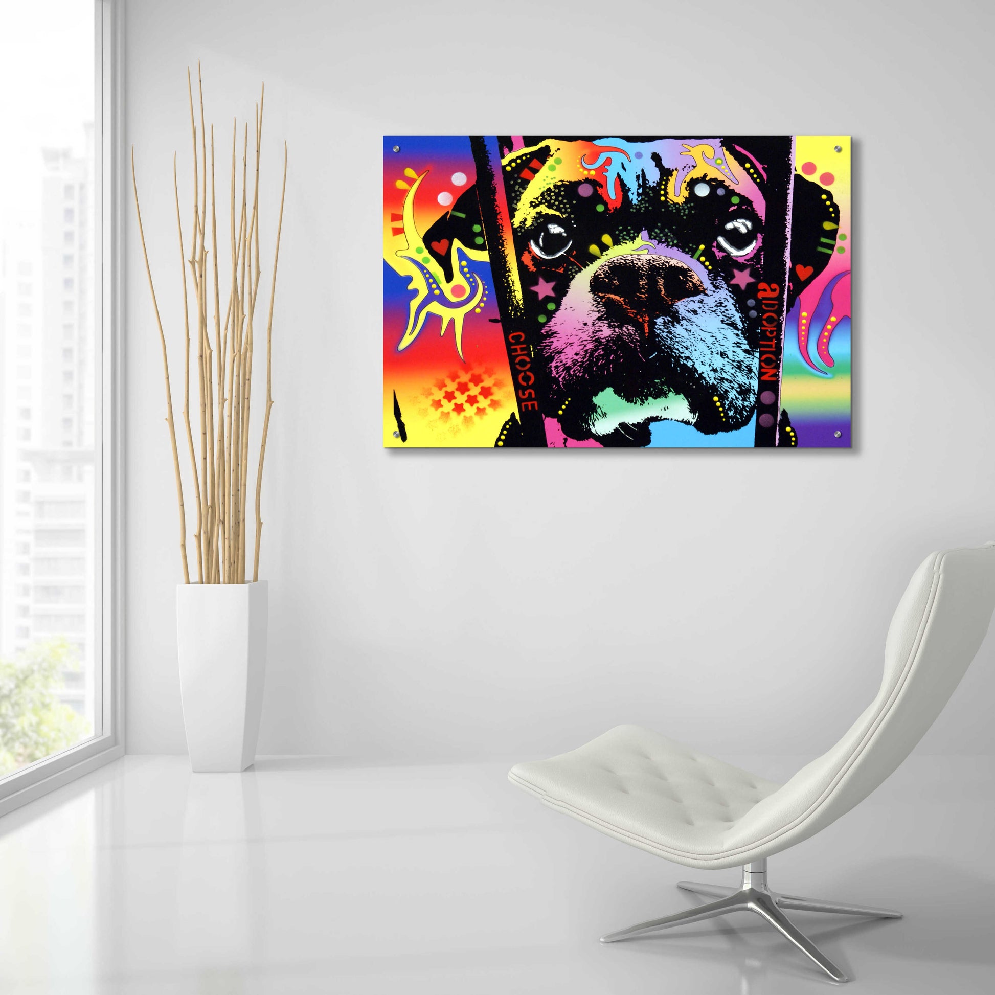 Epic Art 'Choose Adoption Boxer' by Dean Russo, Acrylic Glass Wall Art,36x24