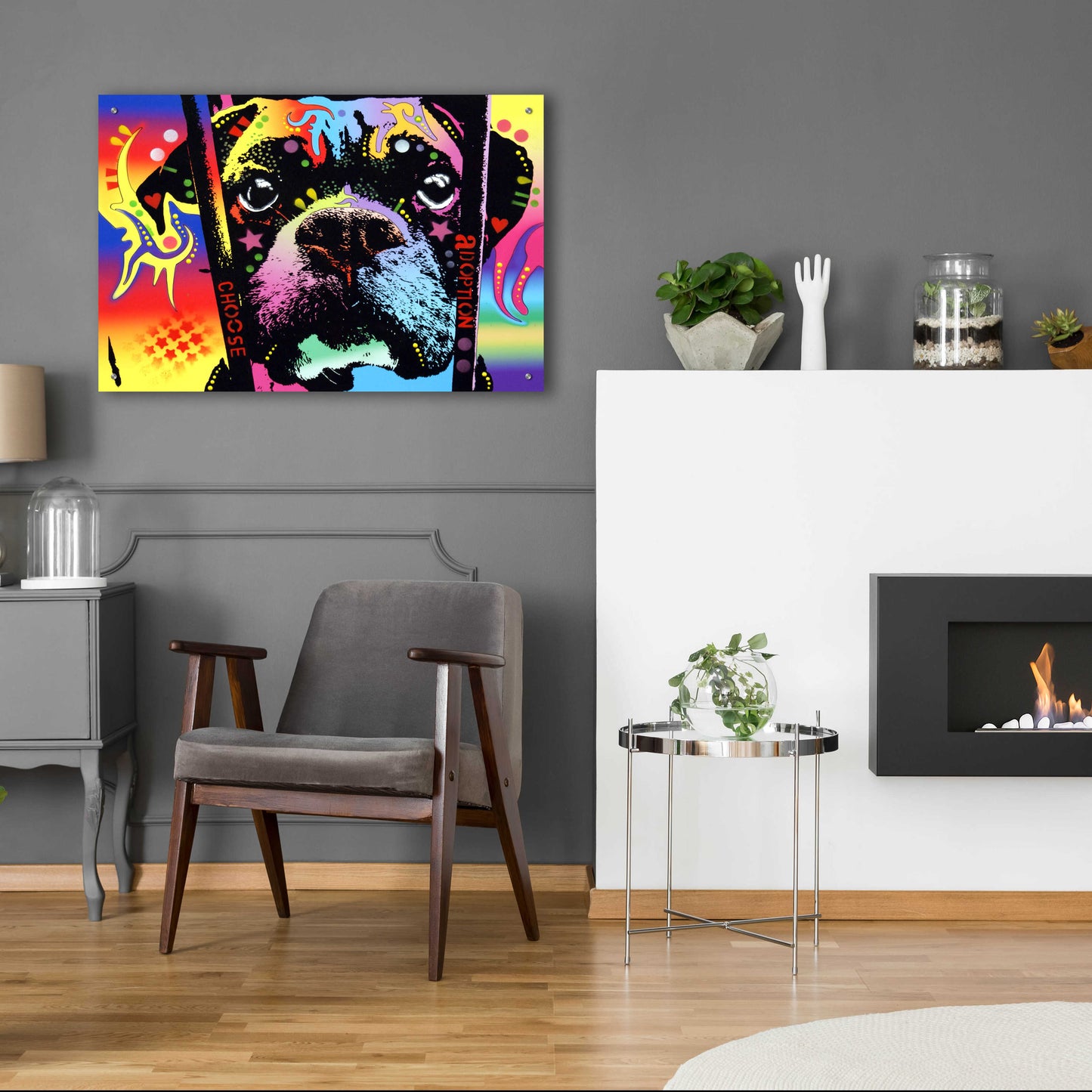 Epic Art 'Choose Adoption Boxer' by Dean Russo, Acrylic Glass Wall Art,36x24