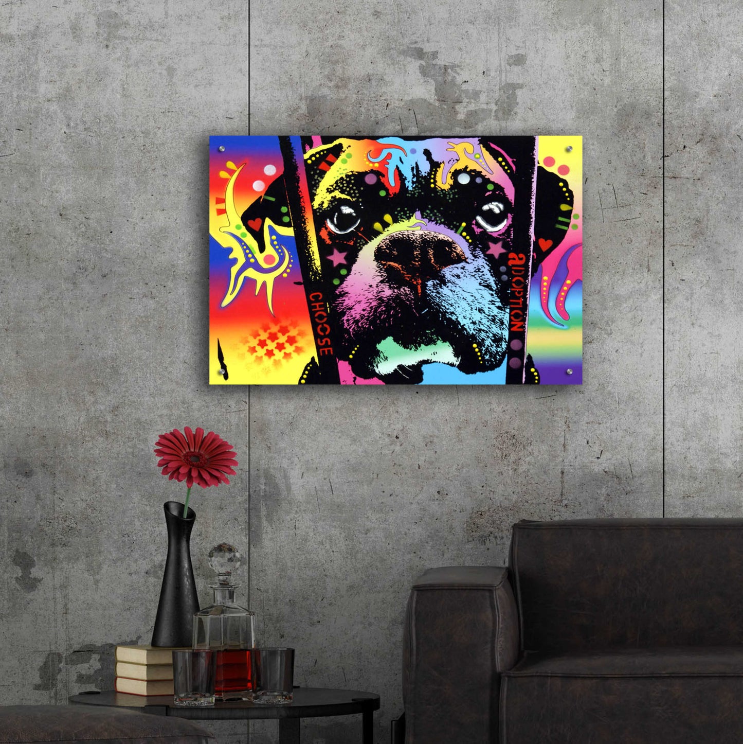 Epic Art 'Choose Adoption Boxer' by Dean Russo, Acrylic Glass Wall Art,36x24