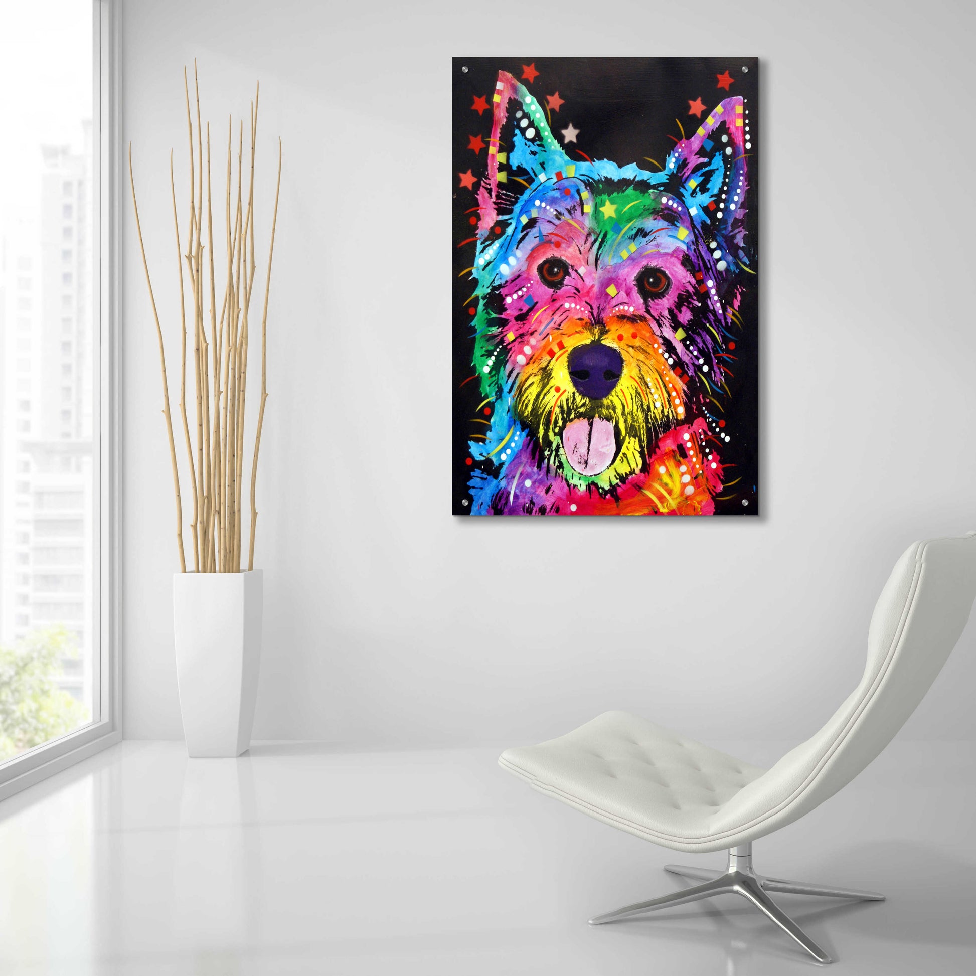 Epic Art 'Westie' by Dean Russo, Acrylic Glass Wall Art,24x36