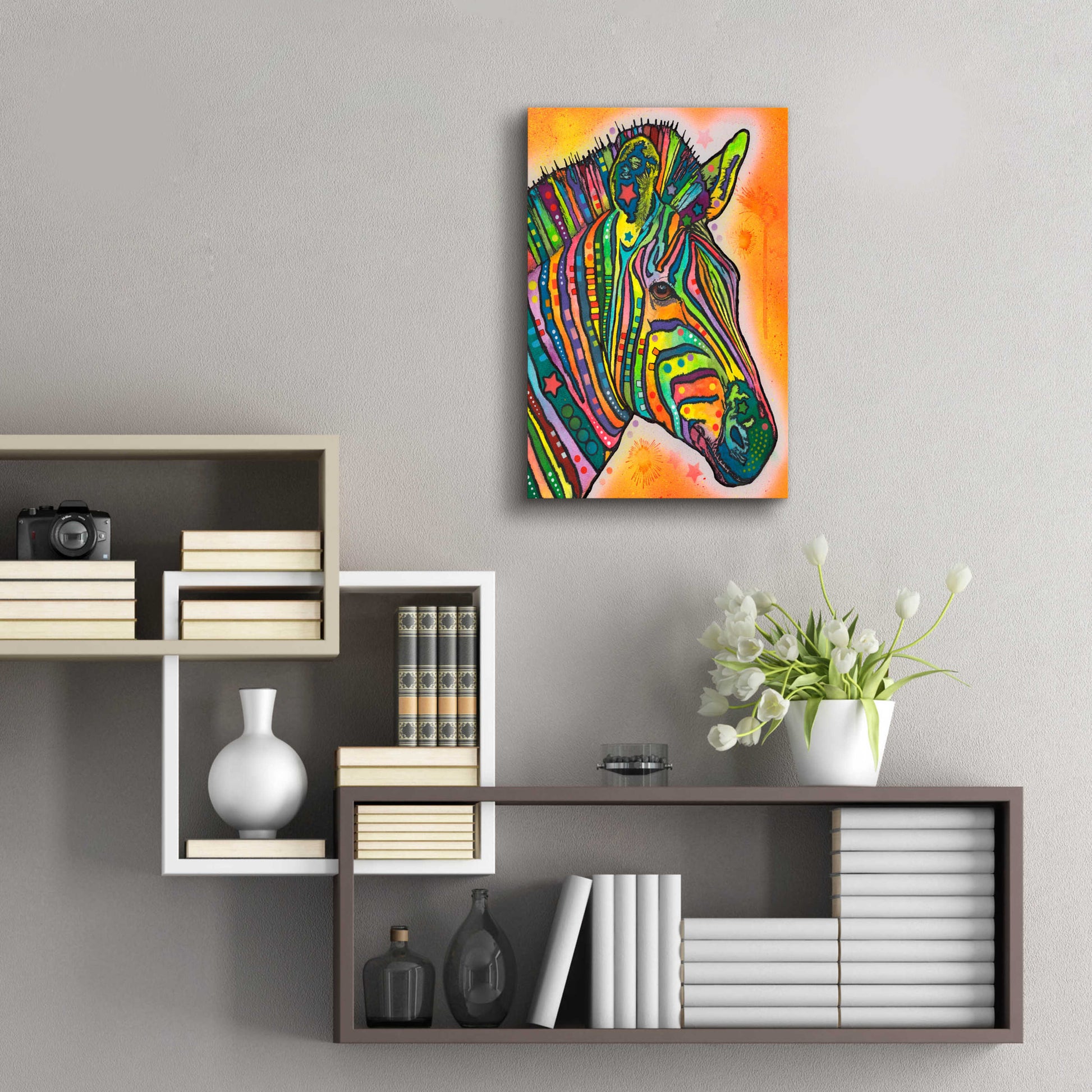 Epic Art 'Zebra' by Dean Russo, Acrylic Glass Wall Art,16x24