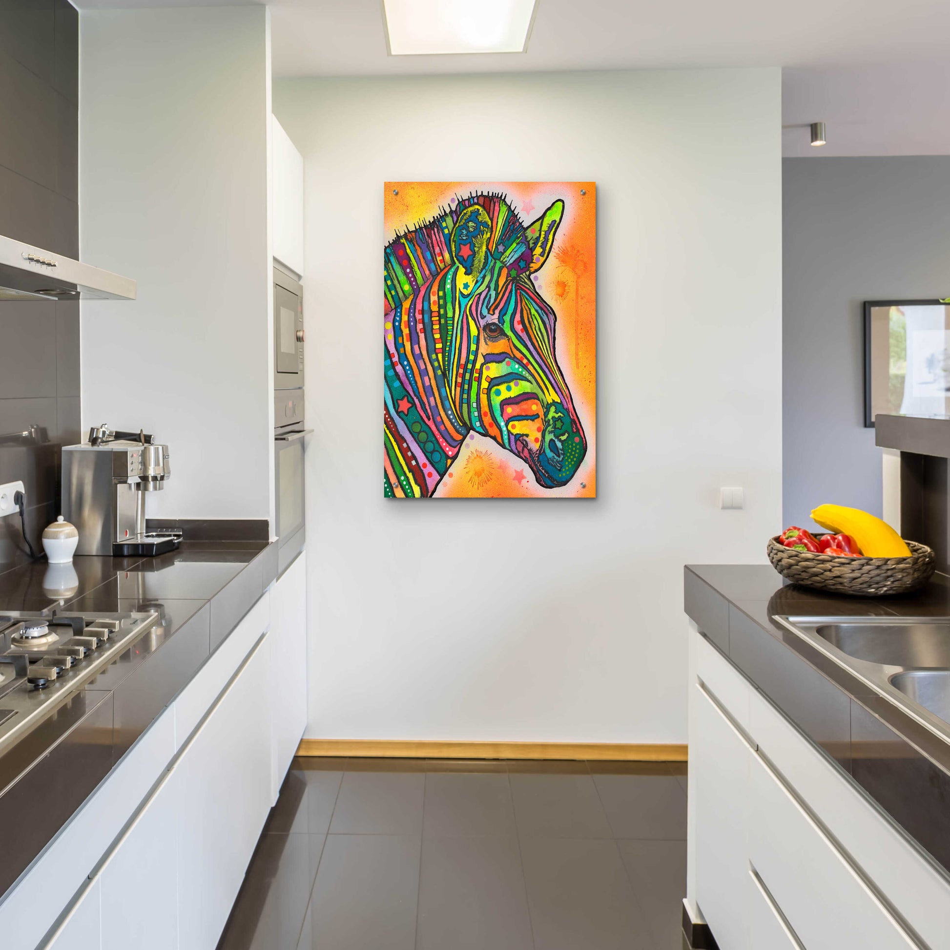 Epic Art 'Zebra' by Dean Russo, Acrylic Glass Wall Art,24x36