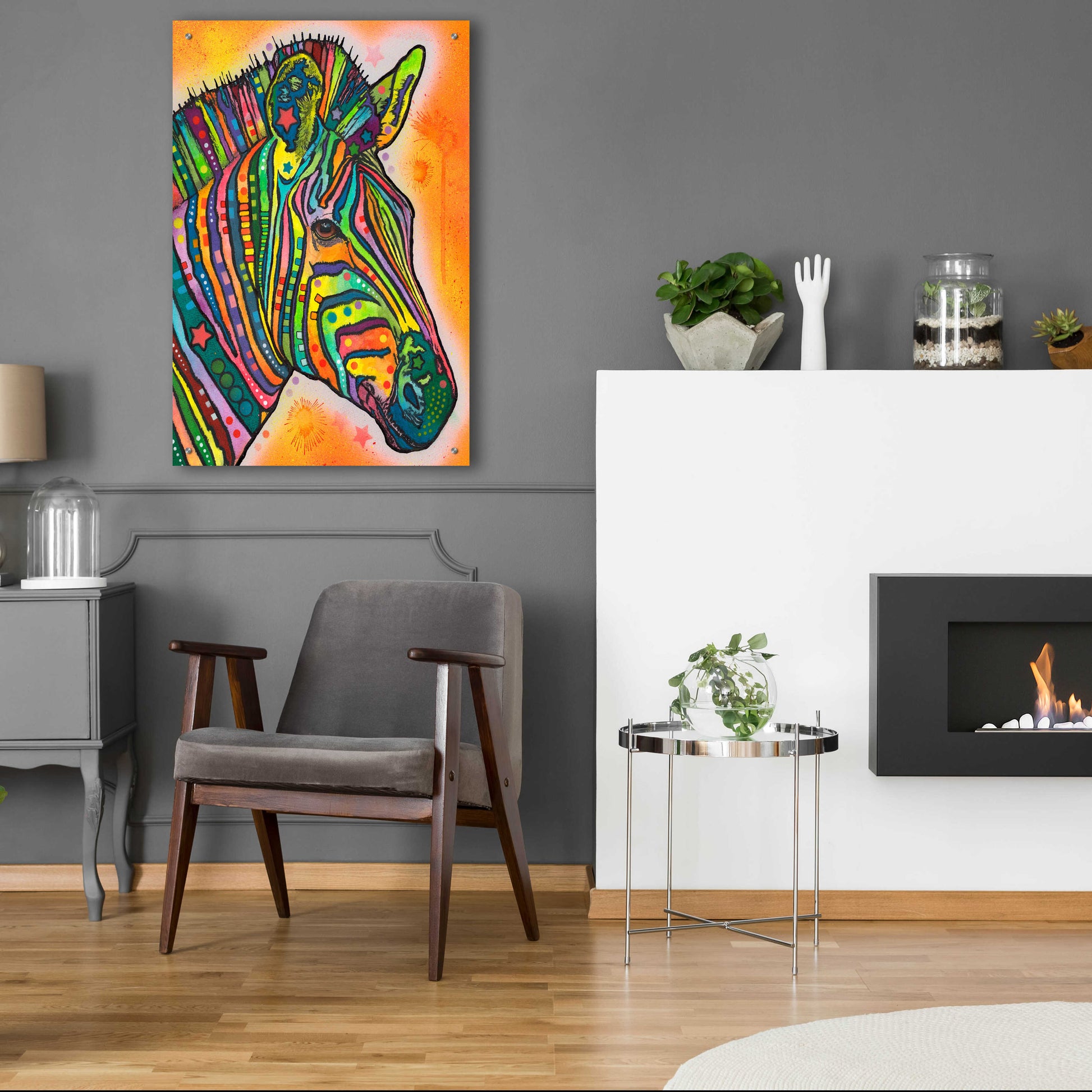 Epic Art 'Zebra' by Dean Russo, Acrylic Glass Wall Art,24x36