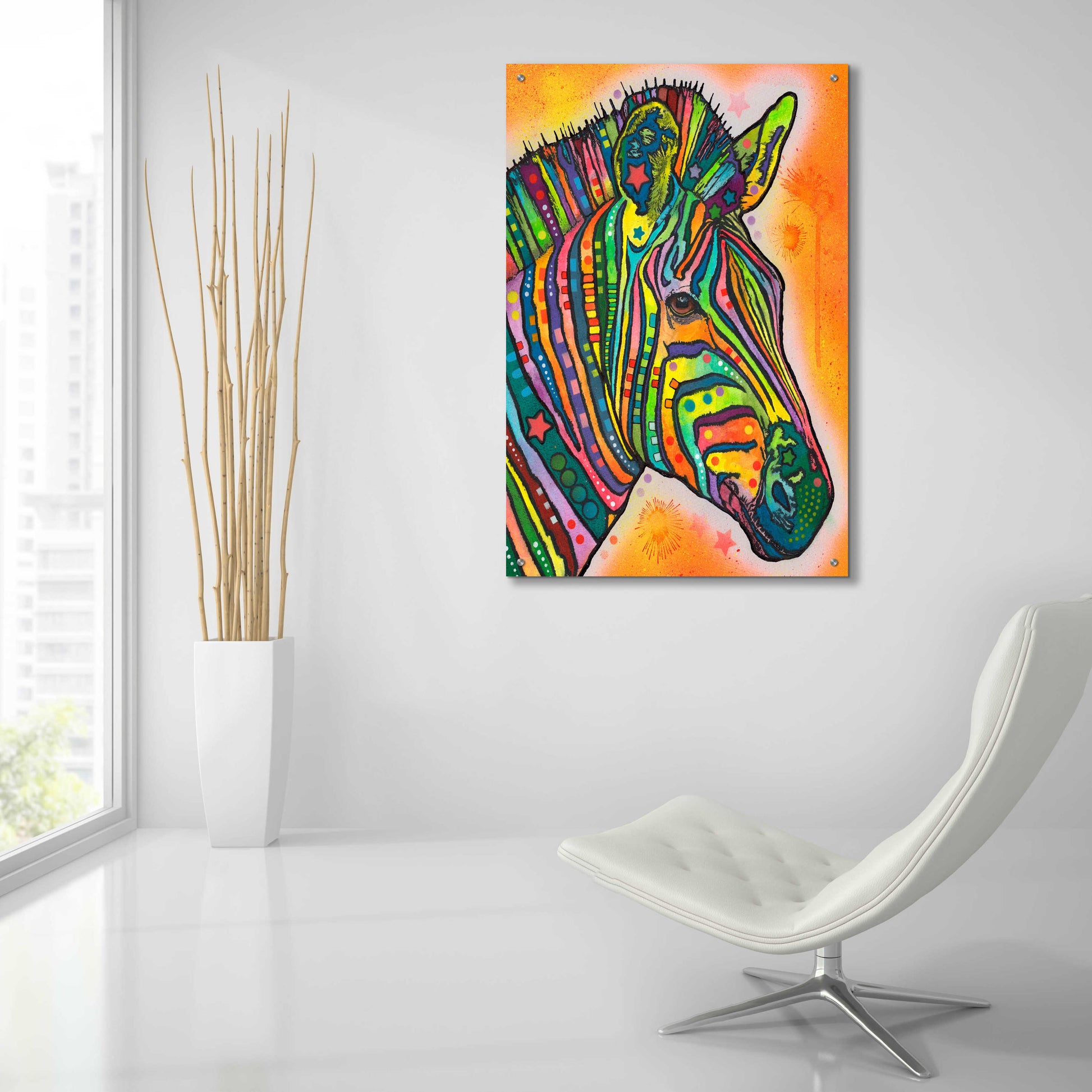 Epic Art 'Zebra' by Dean Russo, Acrylic Glass Wall Art,24x36