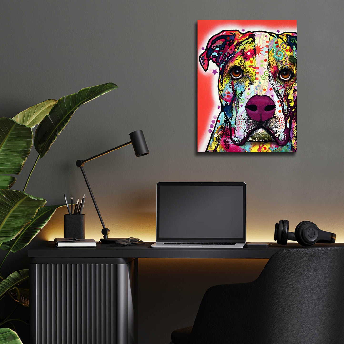 Epic Art 'American Bulldog 1' by Dean Russo, Acrylic Glass Wall Art,12x16