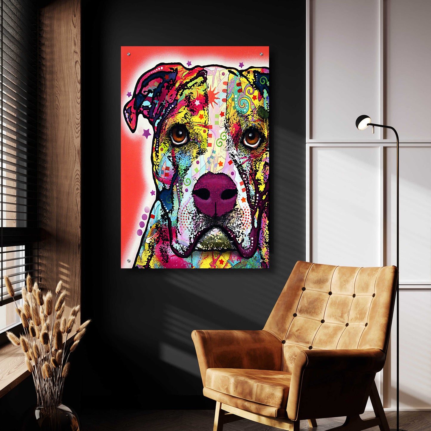 Epic Art 'American Bulldog 1' by Dean Russo, Acrylic Glass Wall Art,24x36