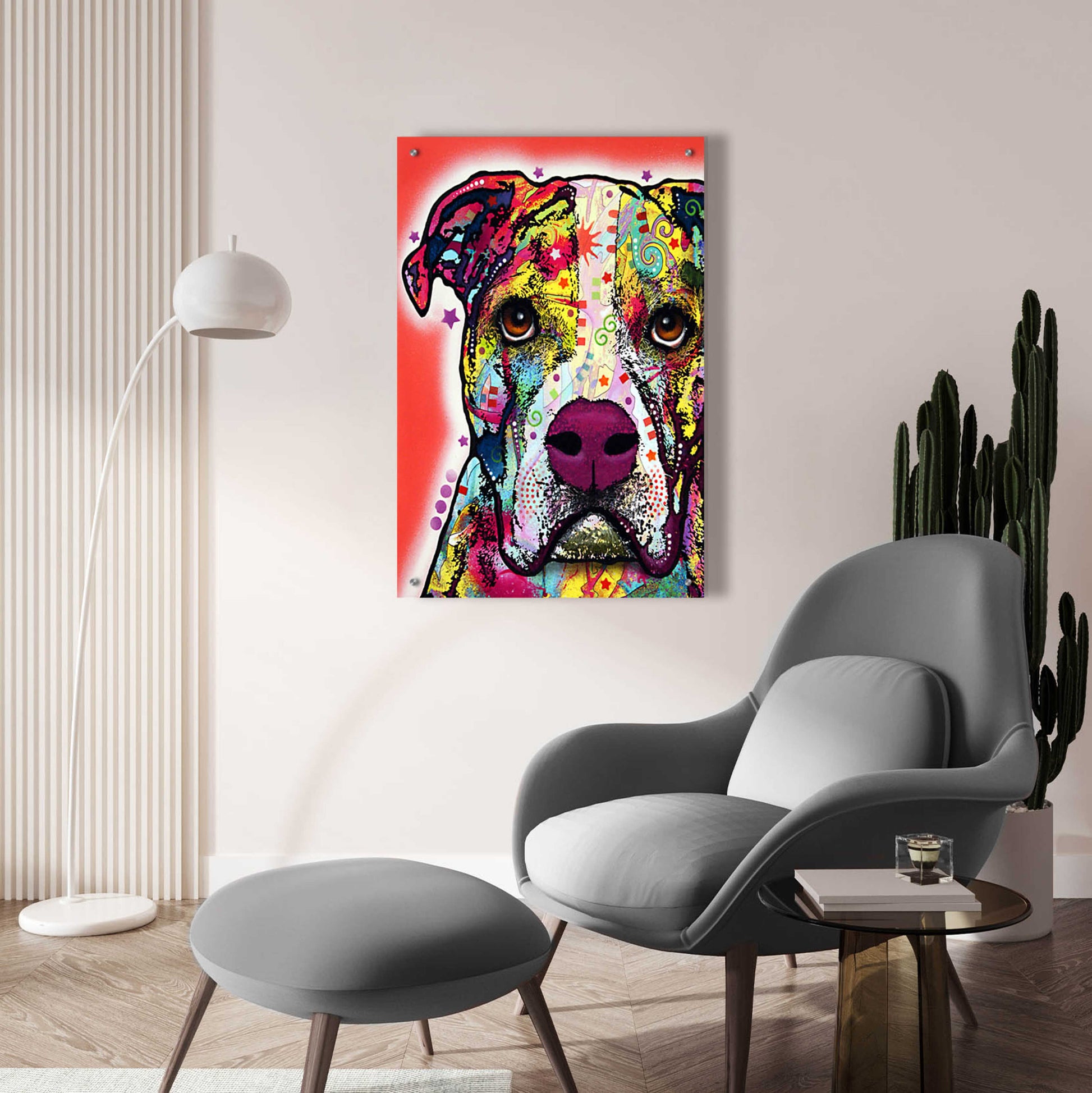 Epic Art 'American Bulldog 1' by Dean Russo, Acrylic Glass Wall Art,24x36