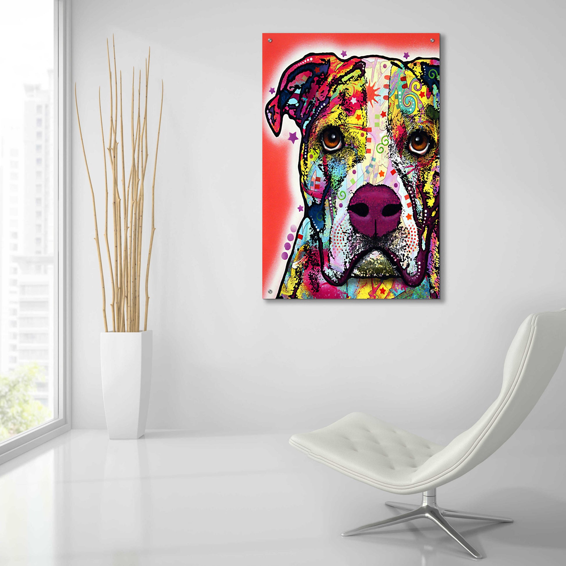 Epic Art 'American Bulldog 1' by Dean Russo, Acrylic Glass Wall Art,24x36