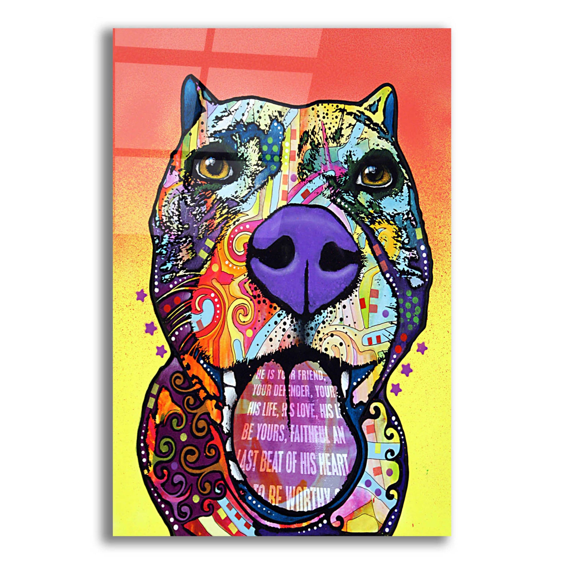 Epic Art 'Bark Don't Bite' by Dean Russo, Acrylic Glass Wall Art,12x16