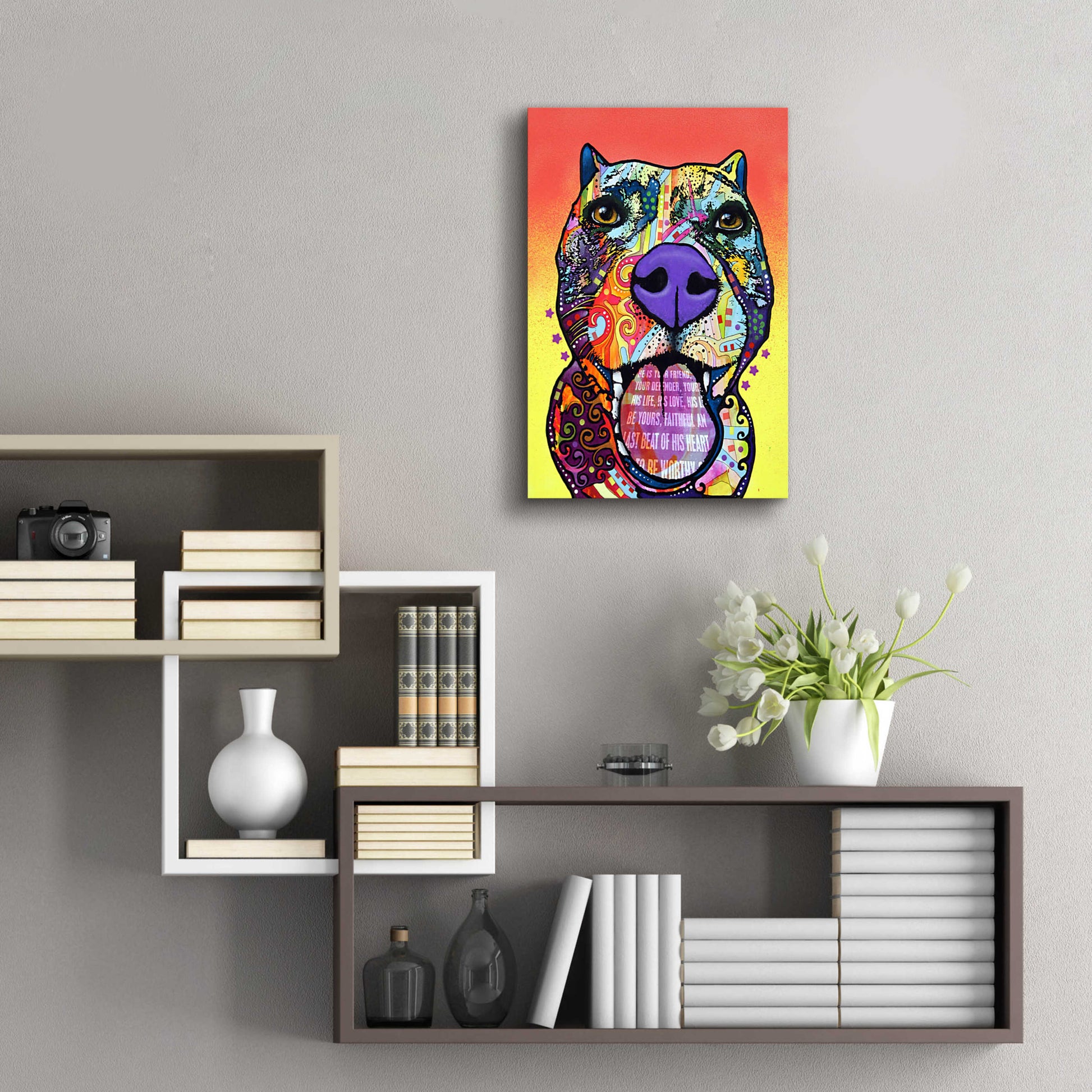 Epic Art 'Bark Don't Bite' by Dean Russo, Acrylic Glass Wall Art,16x24