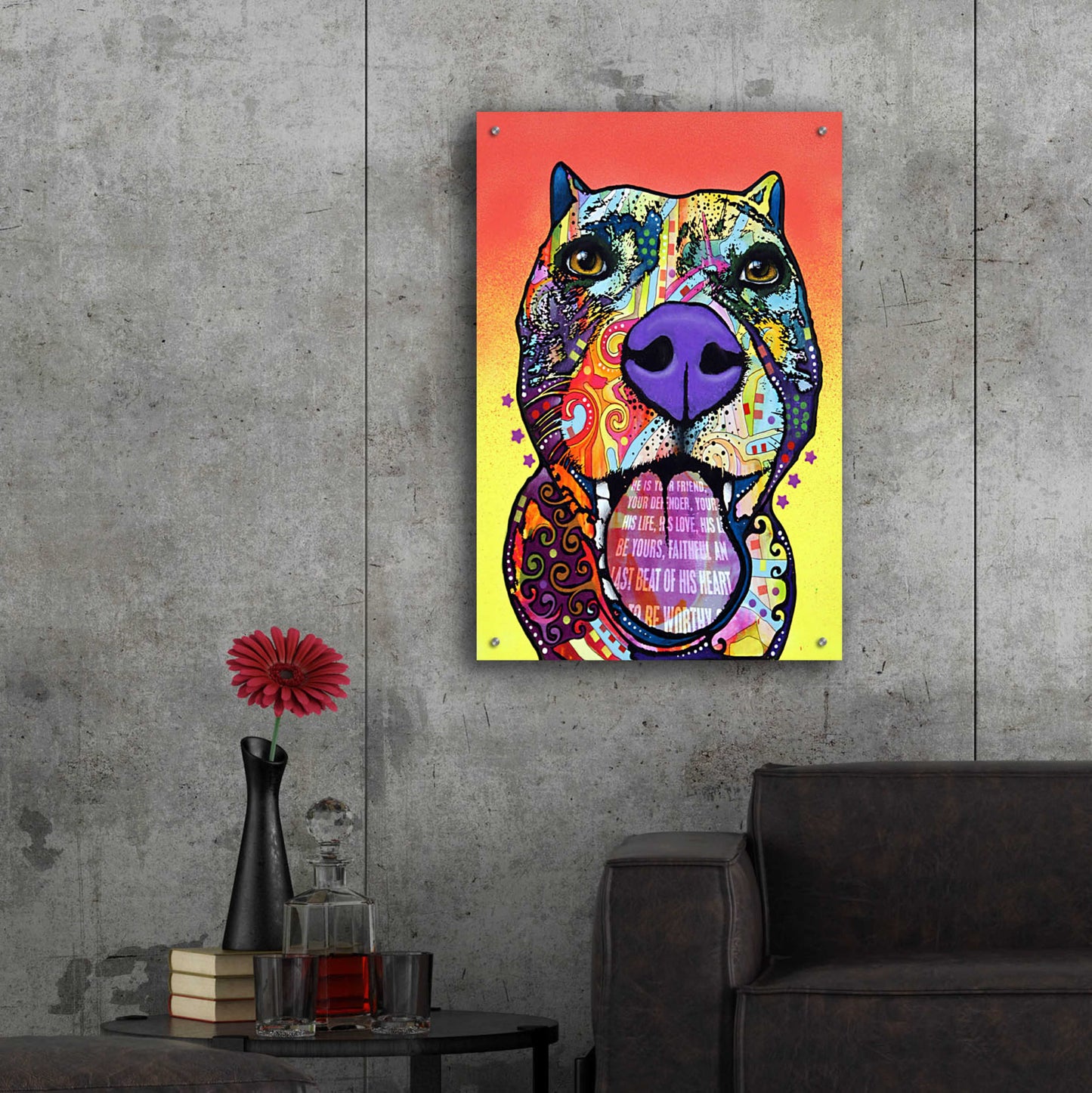 Epic Art 'Bark Don't Bite' by Dean Russo, Acrylic Glass Wall Art,24x36