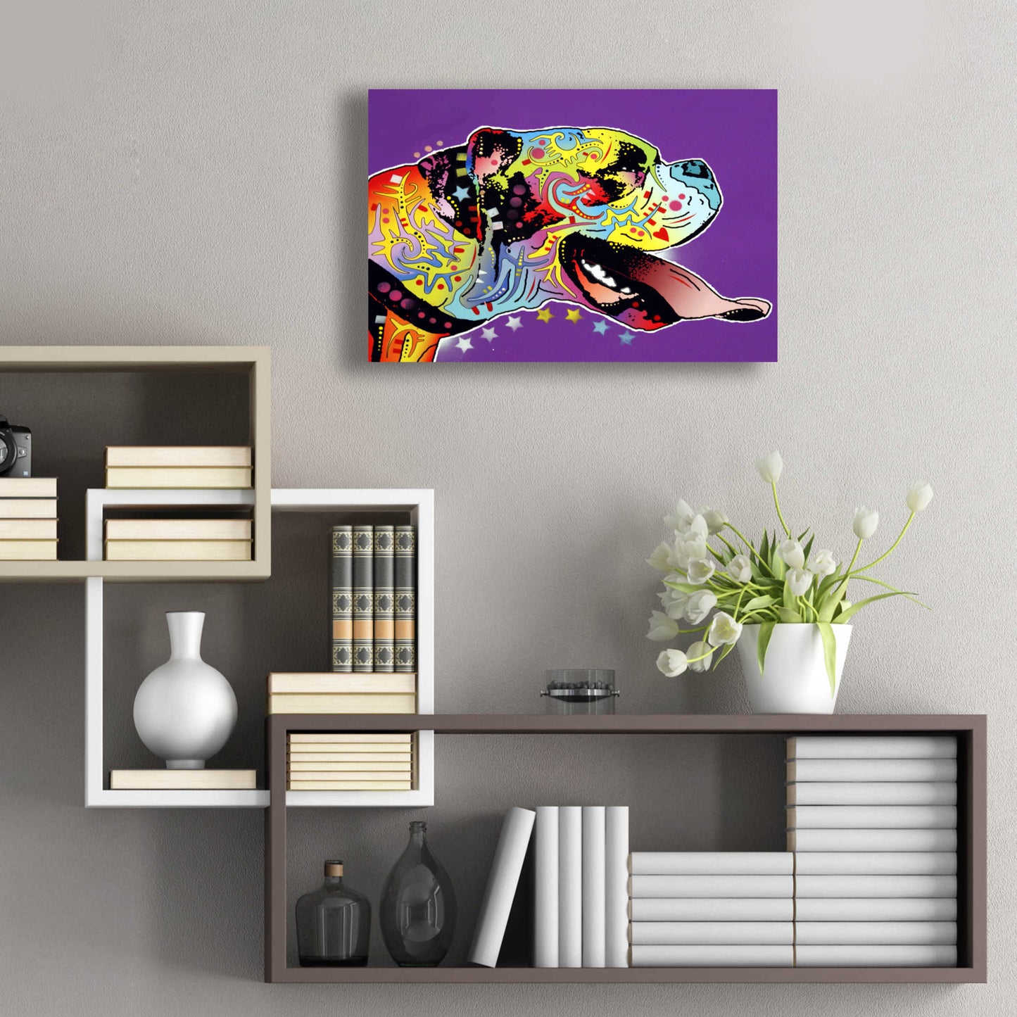 Epic Art 'Happy Boxer' by Dean Russo, Acrylic Glass Wall Art,24x16