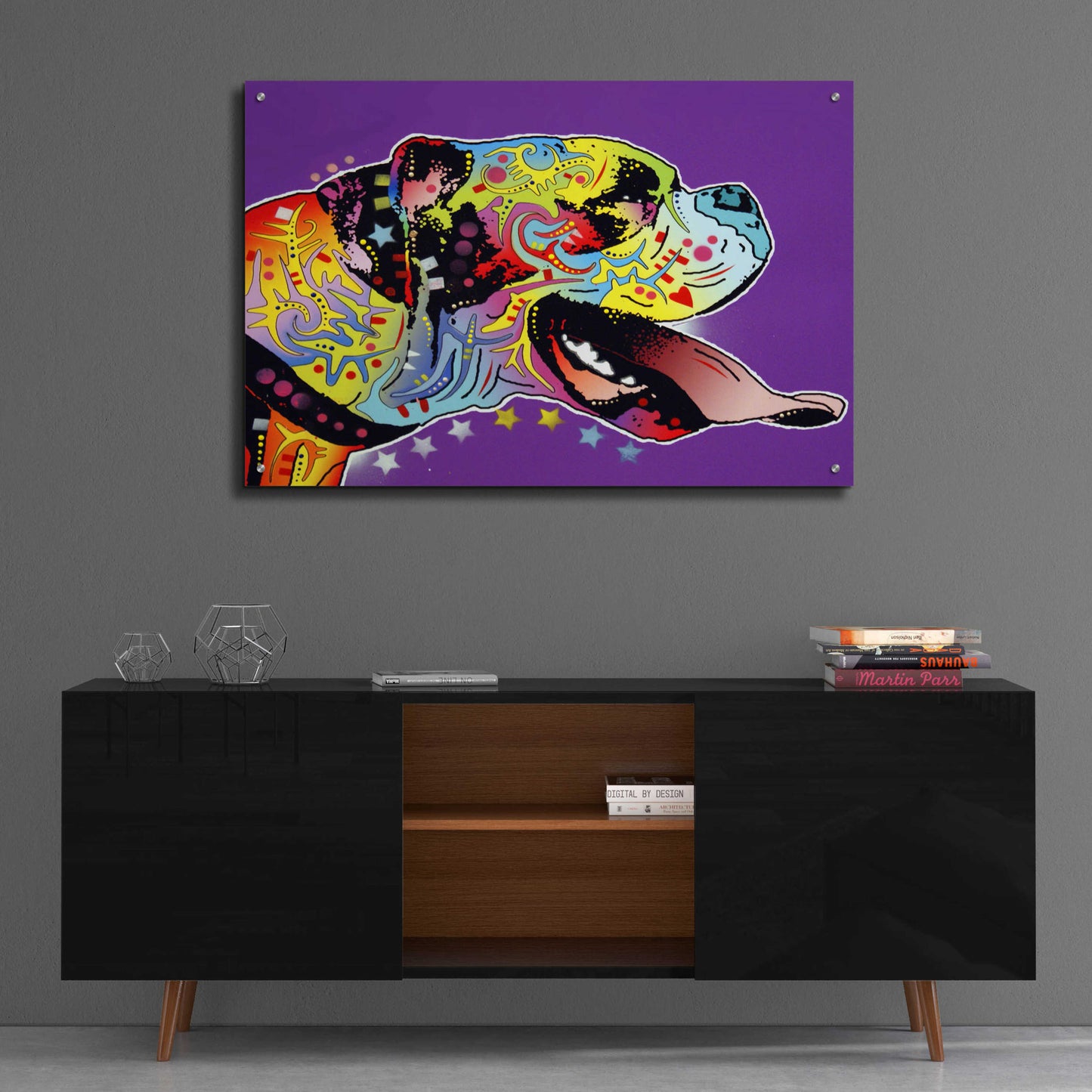 Epic Art 'Happy Boxer' by Dean Russo, Acrylic Glass Wall Art,36x24