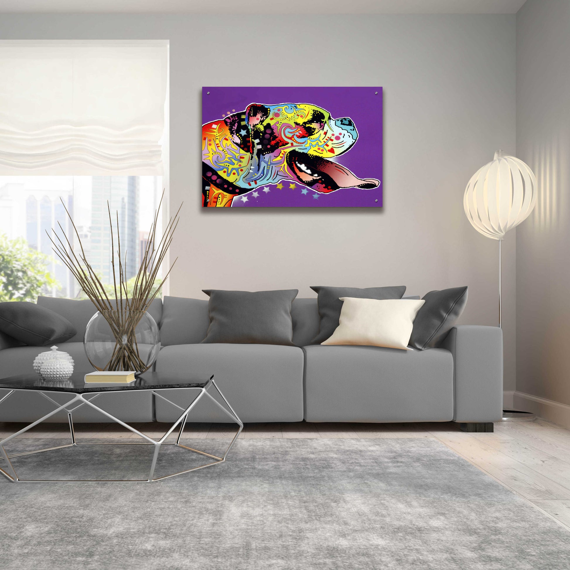 Epic Art 'Happy Boxer' by Dean Russo, Acrylic Glass Wall Art,36x24