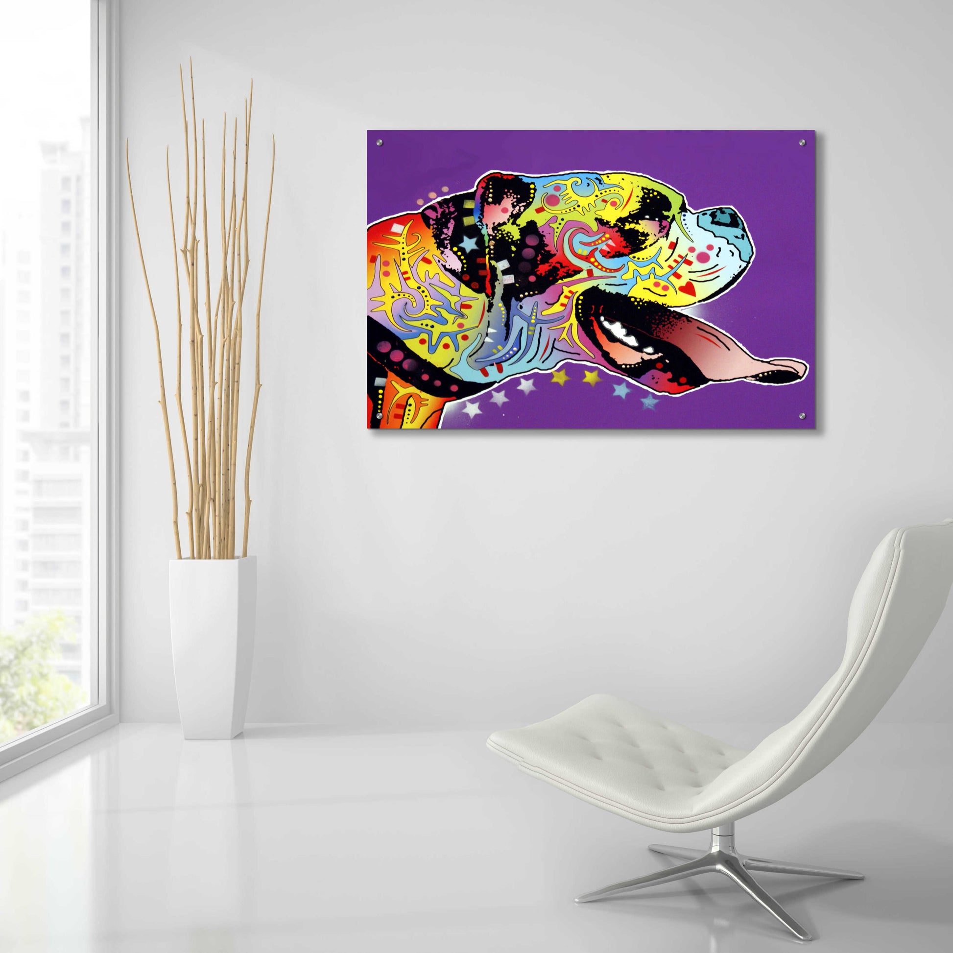 Epic Art 'Happy Boxer' by Dean Russo, Acrylic Glass Wall Art,36x24