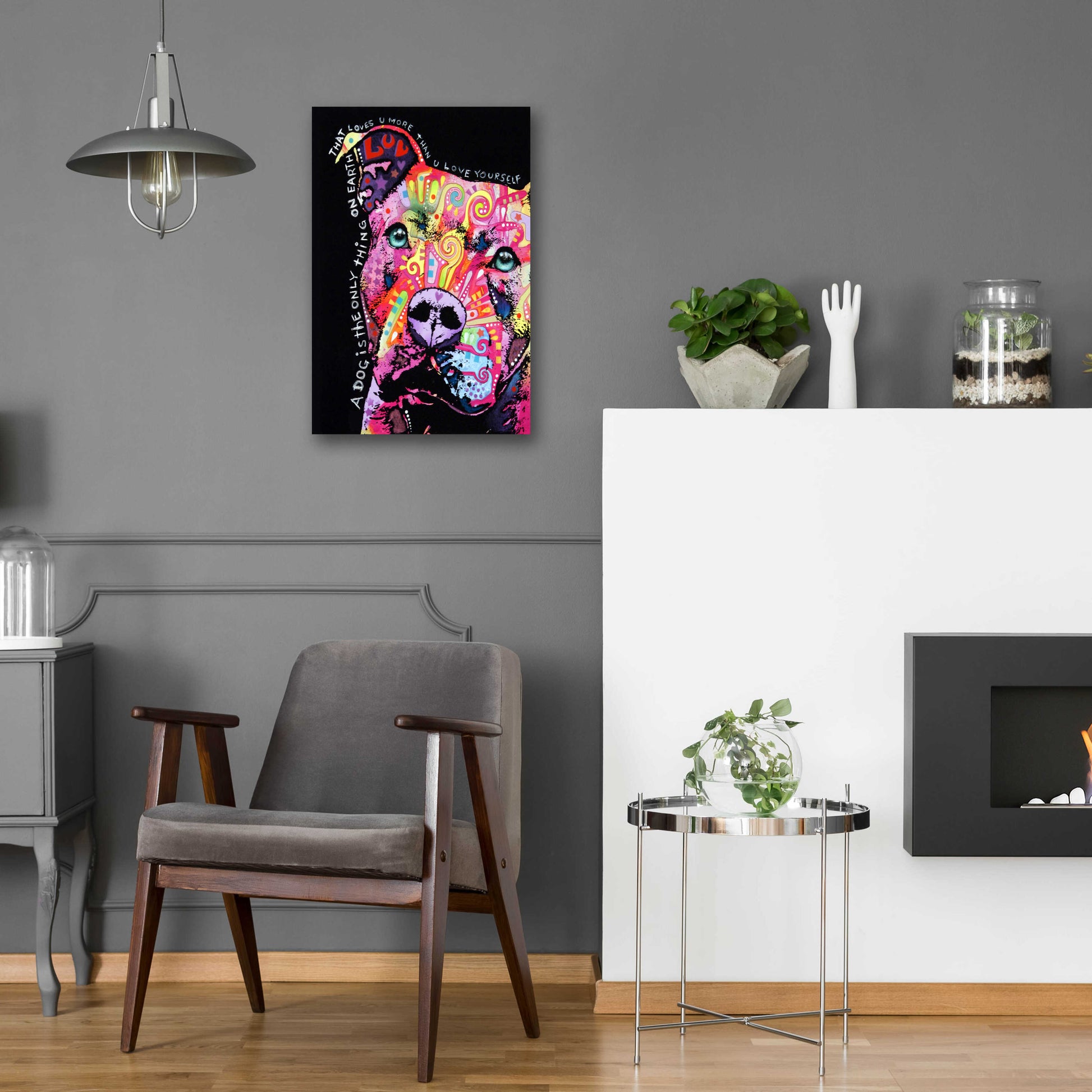 Epic Art 'Thoughtful Pit Bull' by Dean Russo, Acrylic Glass Wall Art,16x24