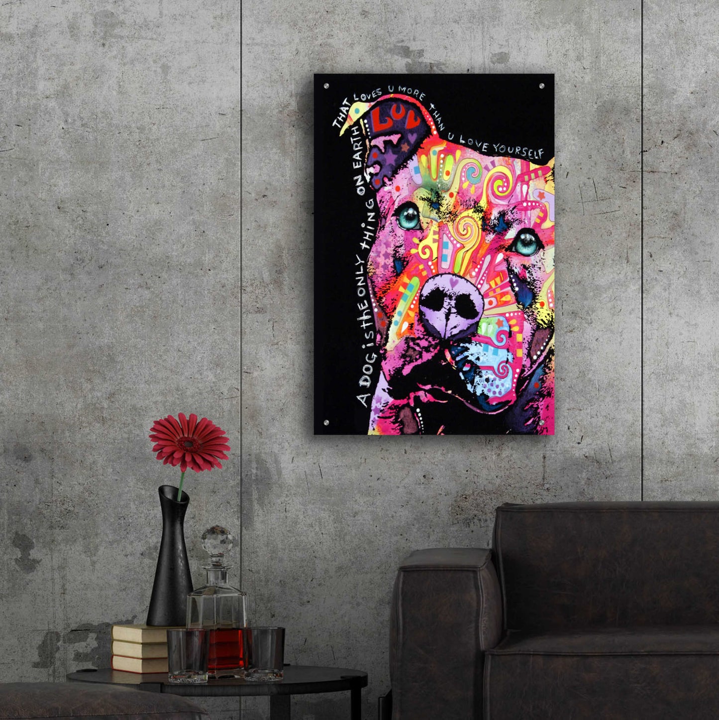 Epic Art 'Thoughtful Pit Bull' by Dean Russo, Acrylic Glass Wall Art,24x36