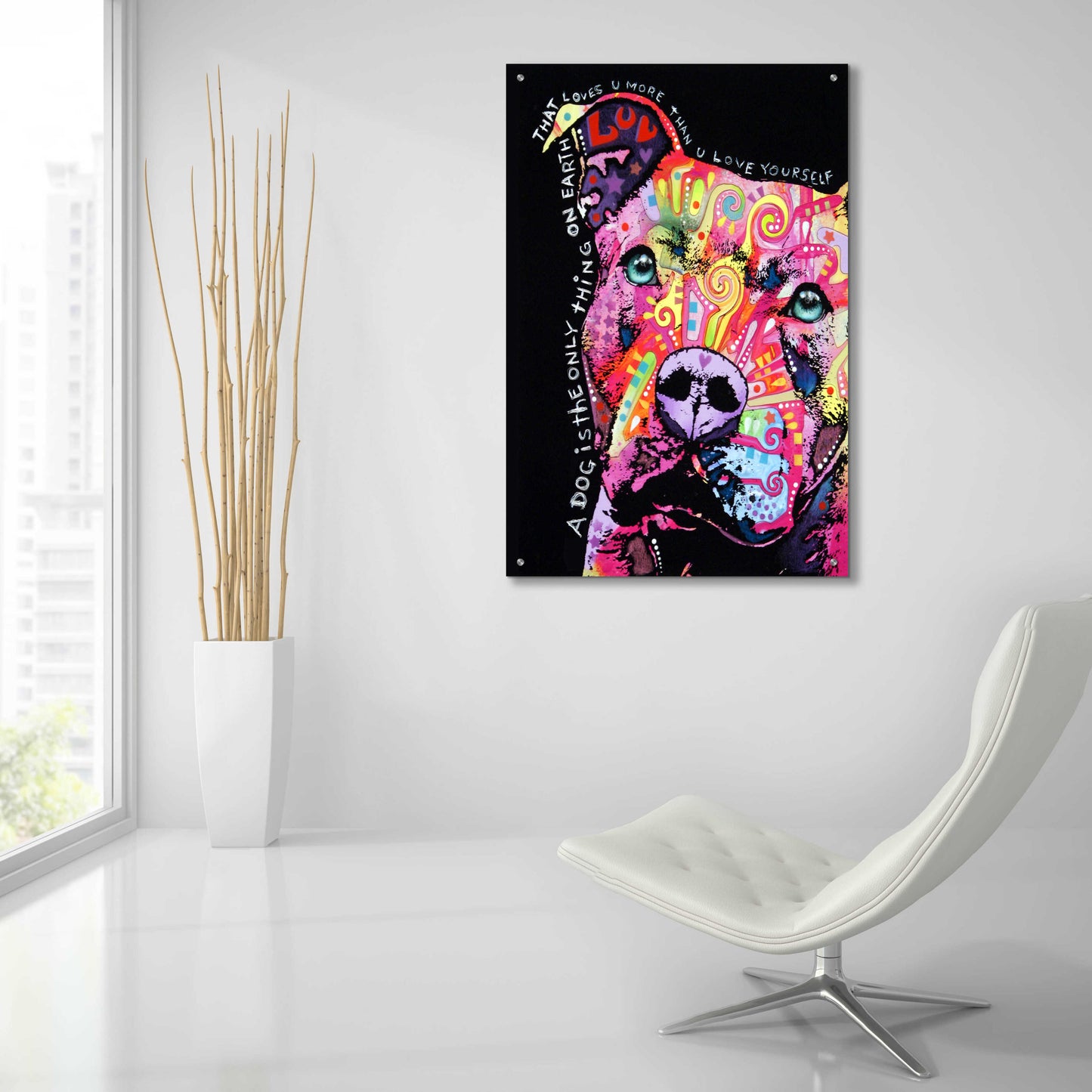 Epic Art 'Thoughtful Pit Bull' by Dean Russo, Acrylic Glass Wall Art,24x36