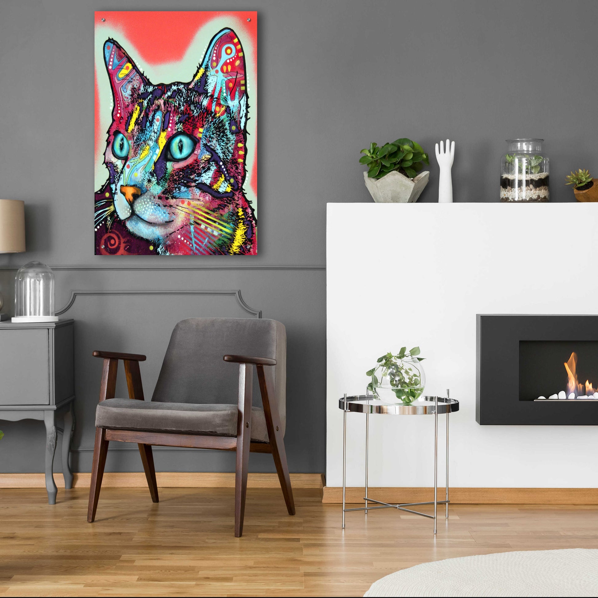 Epic Art 'Curious Cat' by Dean Russo, Acrylic Glass Wall Art,24x36