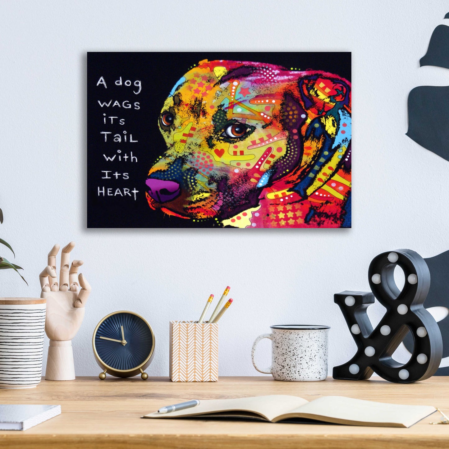 Epic Art 'Gratitude Pitbull' by Dean Russo, Acrylic Glass Wall Art,16x12