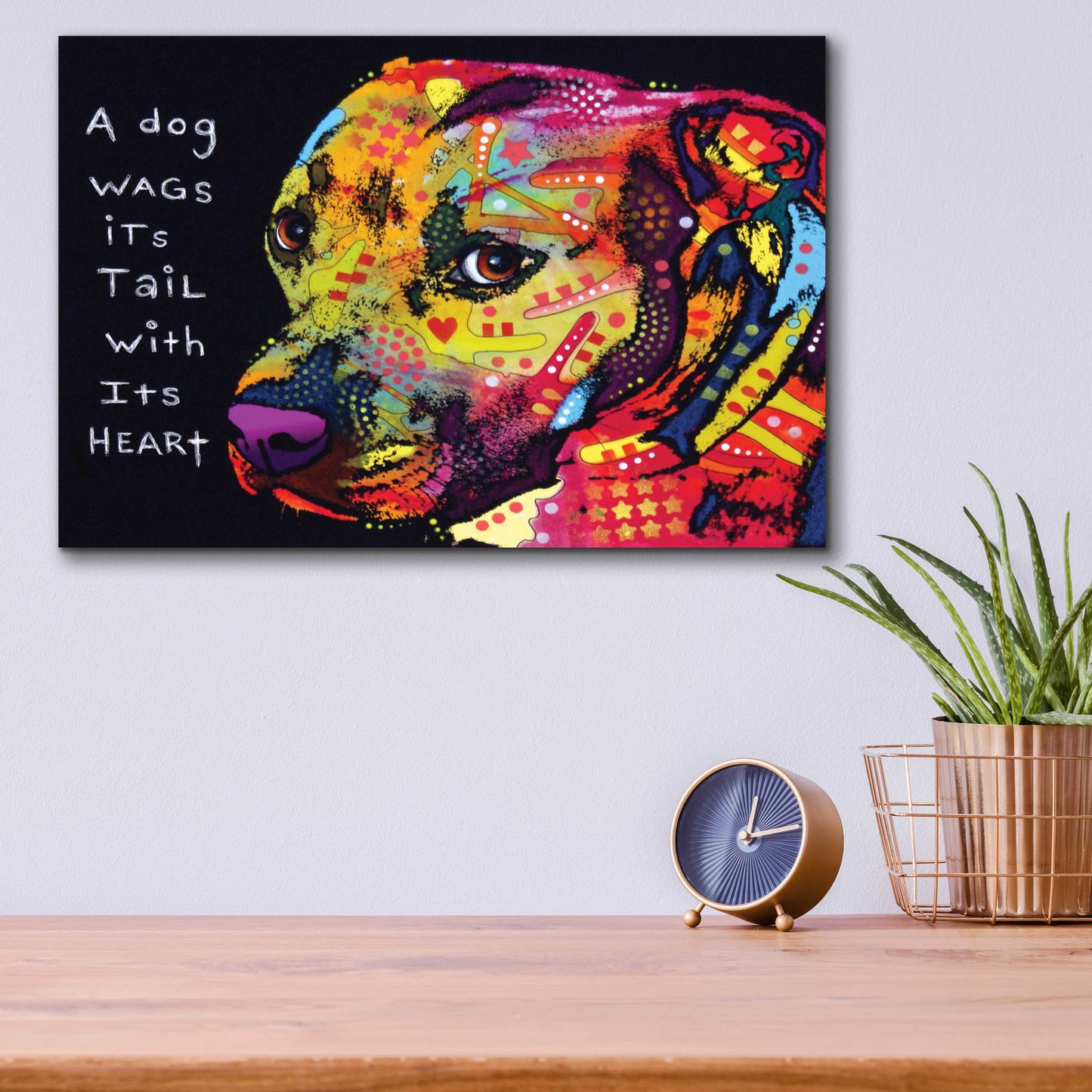 Epic Art 'Gratitude Pitbull' by Dean Russo, Acrylic Glass Wall Art,16x12