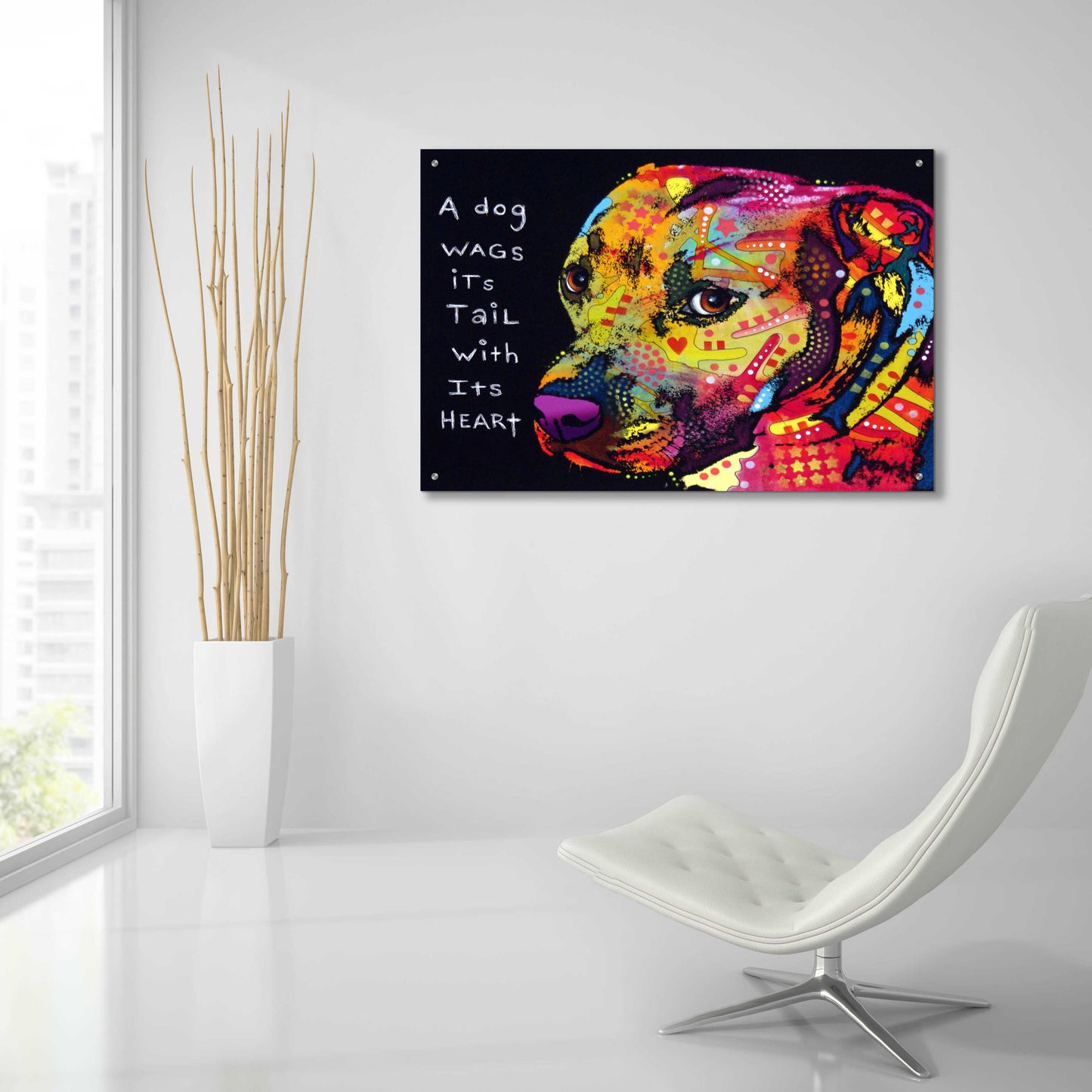 Epic Art 'Gratitude Pitbull' by Dean Russo, Acrylic Glass Wall Art,36x24