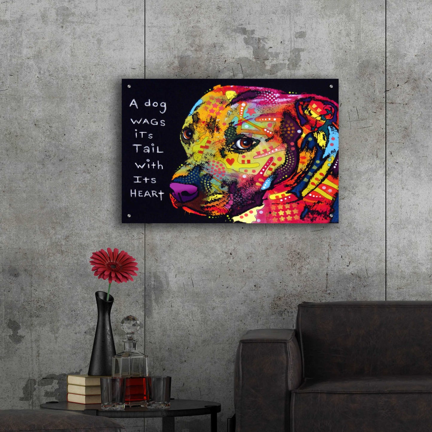 Epic Art 'Gratitude Pitbull' by Dean Russo, Acrylic Glass Wall Art,36x24