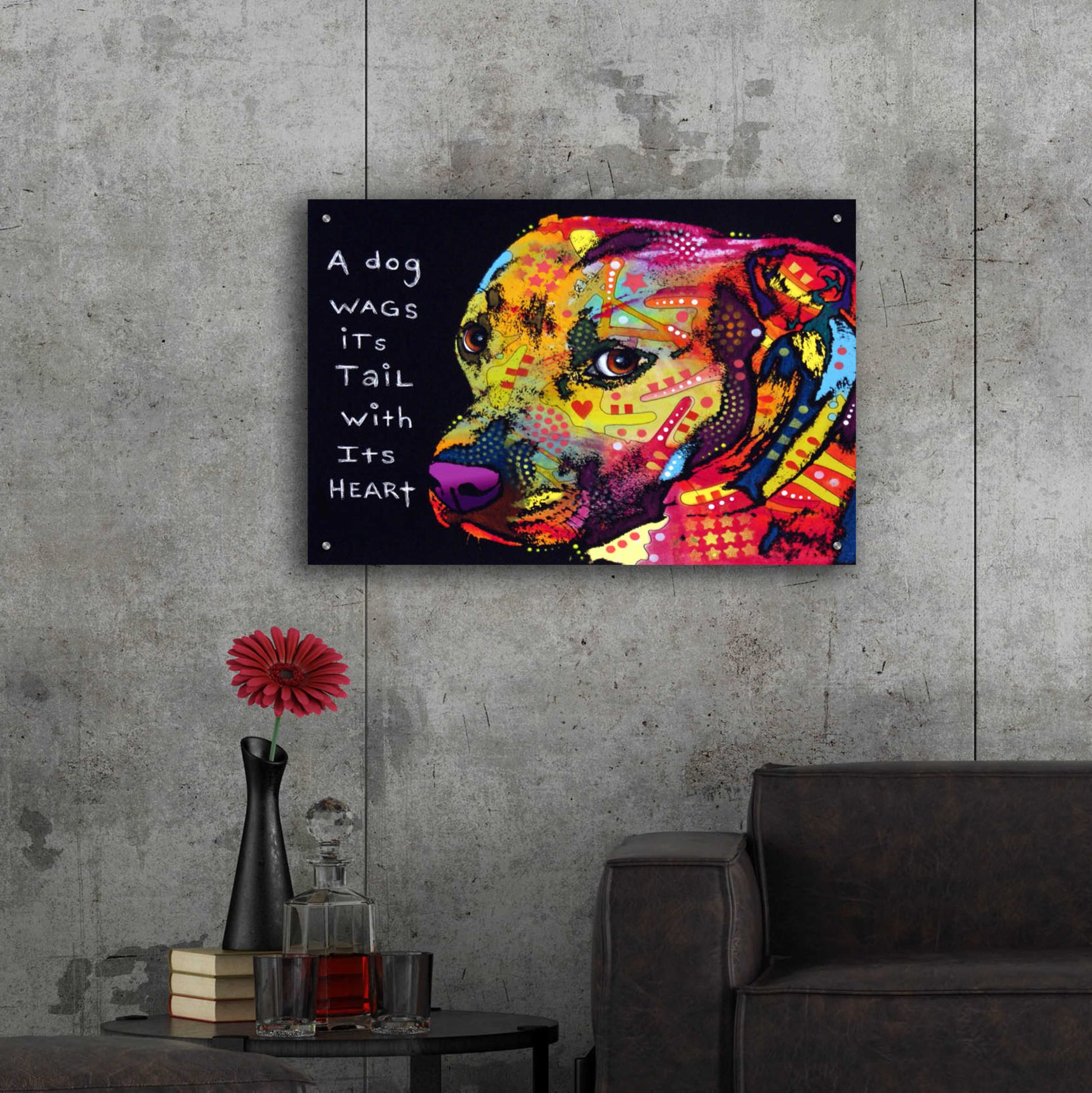 Epic Art 'Gratitude Pitbull' by Dean Russo, Acrylic Glass Wall Art,36x24