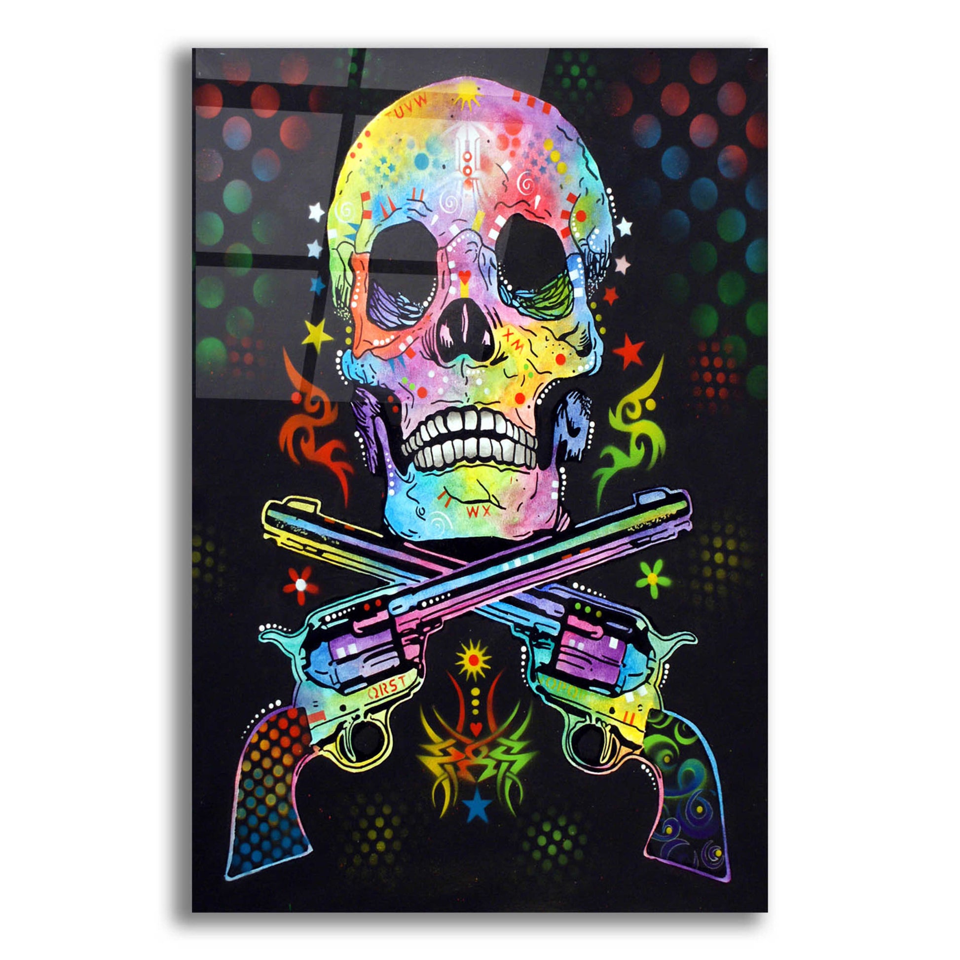 Epic Art 'Skull & Guns' by Dean Russo, Acrylic Glass Wall Art,12x16
