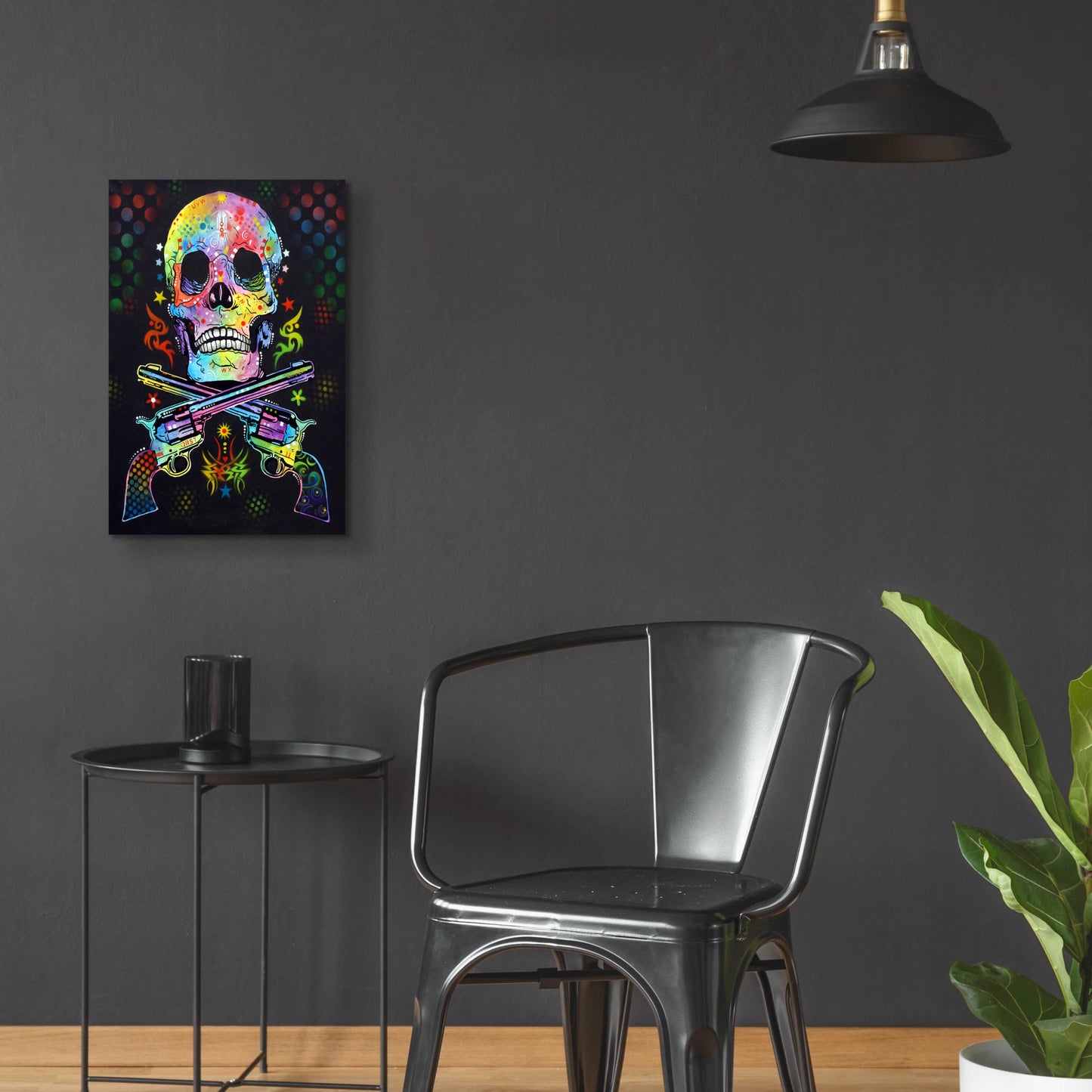 Epic Art 'Skull & Guns' by Dean Russo, Acrylic Glass Wall Art,16x24