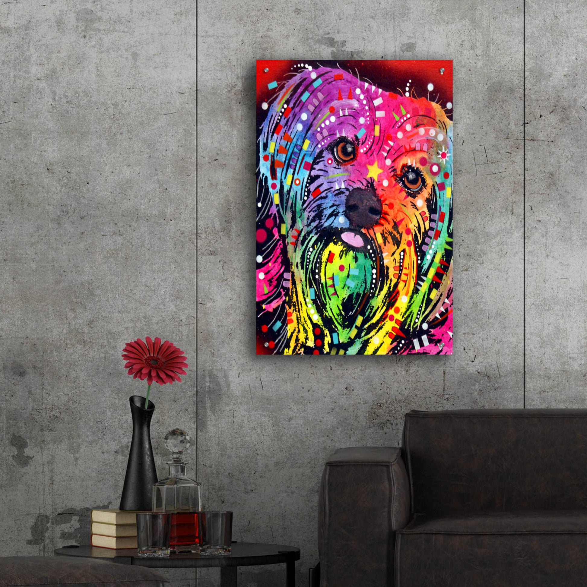 Epic Art 'Yorkie 2' by Dean Russo, Acrylic Glass Wall Art,24x36