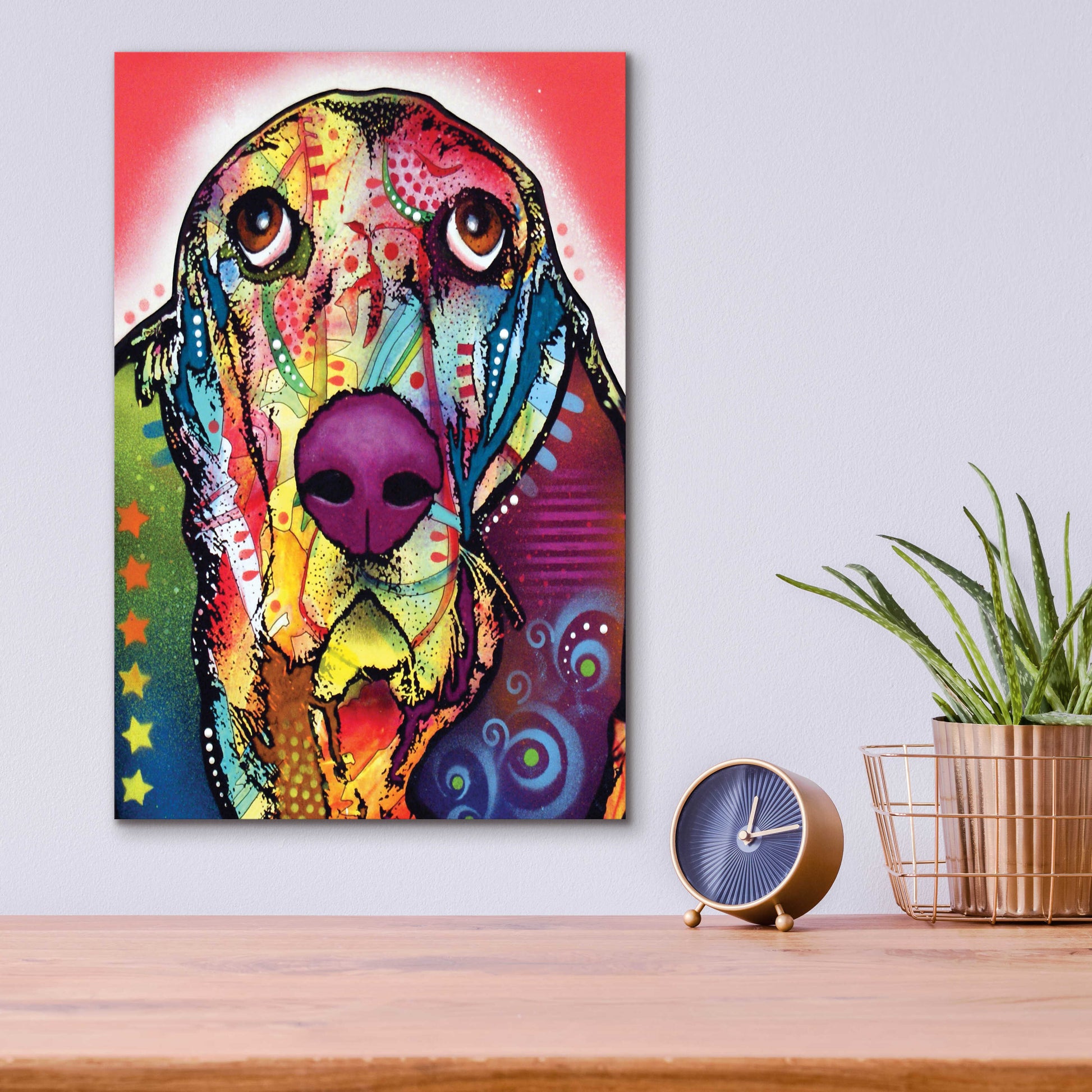 Epic Art 'Basset 1' by Dean Russo, Acrylic Glass Wall Art,12x16