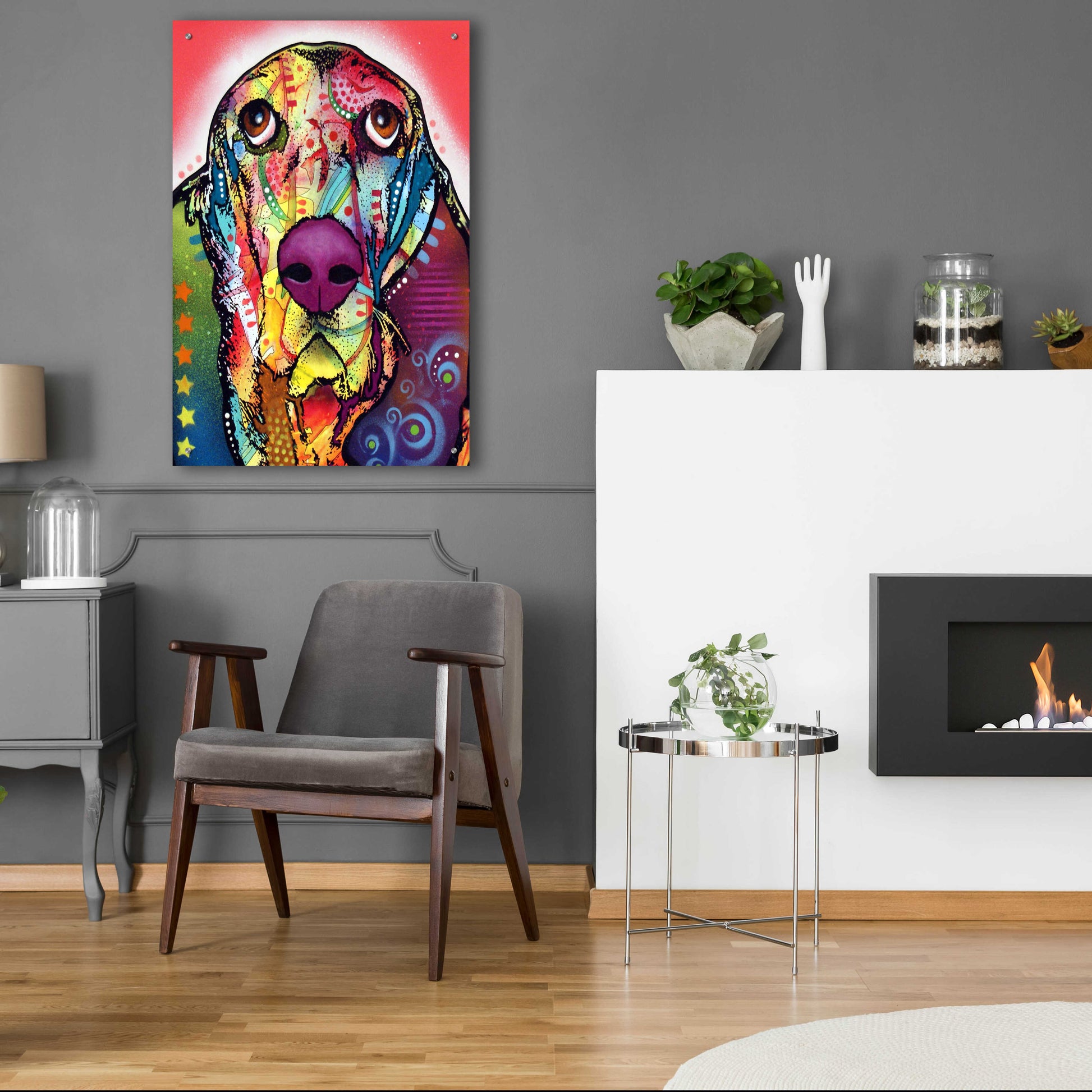 Epic Art 'Basset 1' by Dean Russo, Acrylic Glass Wall Art,24x36