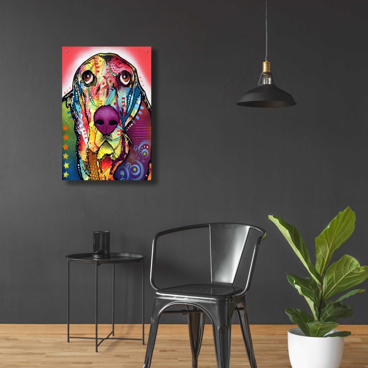 Epic Art 'Basset 1' by Dean Russo, Acrylic Glass Wall Art,24x36