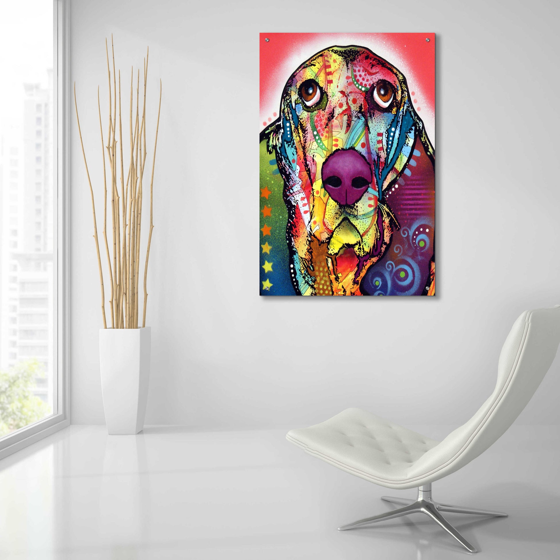 Epic Art 'Basset 1' by Dean Russo, Acrylic Glass Wall Art,24x36