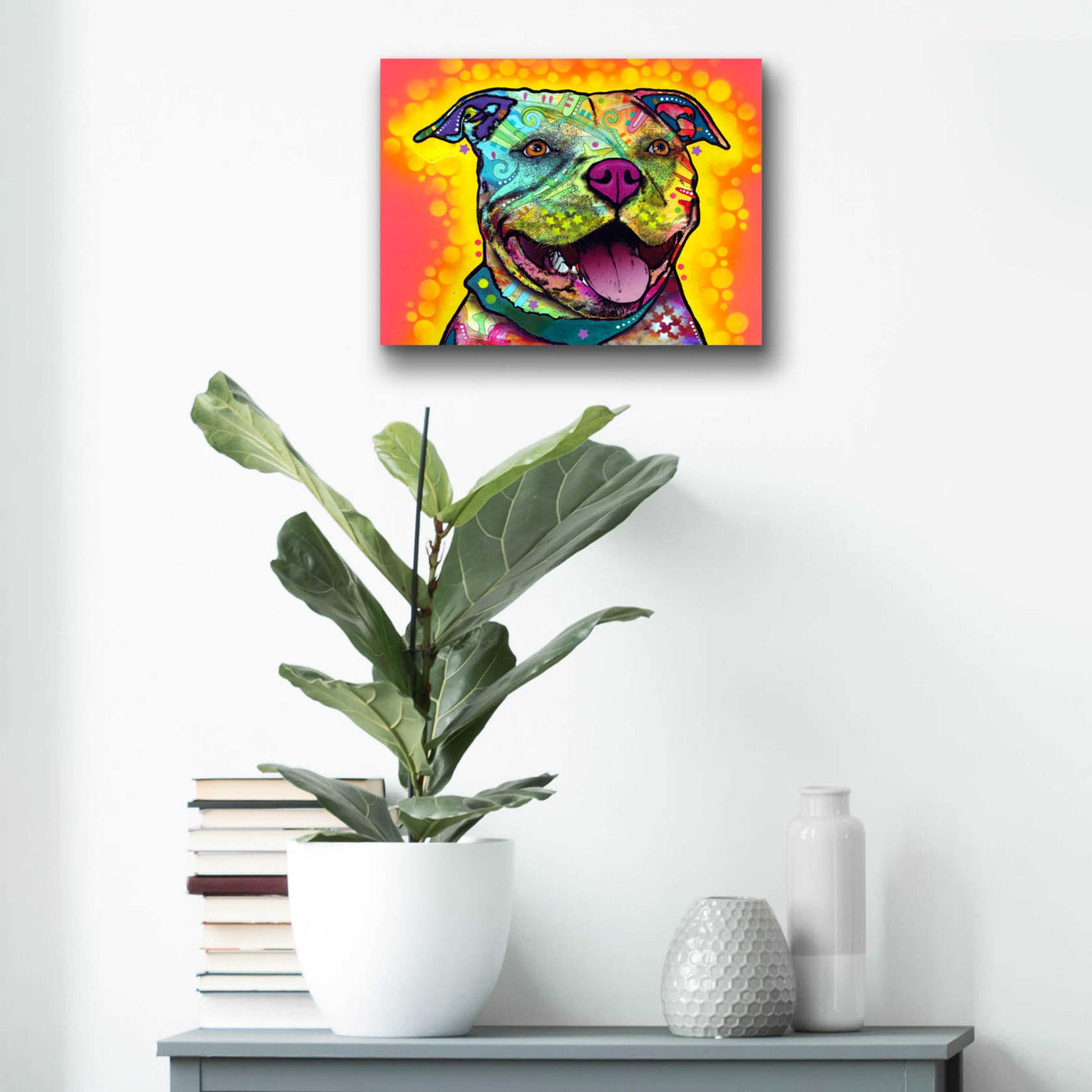 Epic Art 'Dewey Pit Bull' by Dean Russo, Acrylic Glass Wall Art,16x12