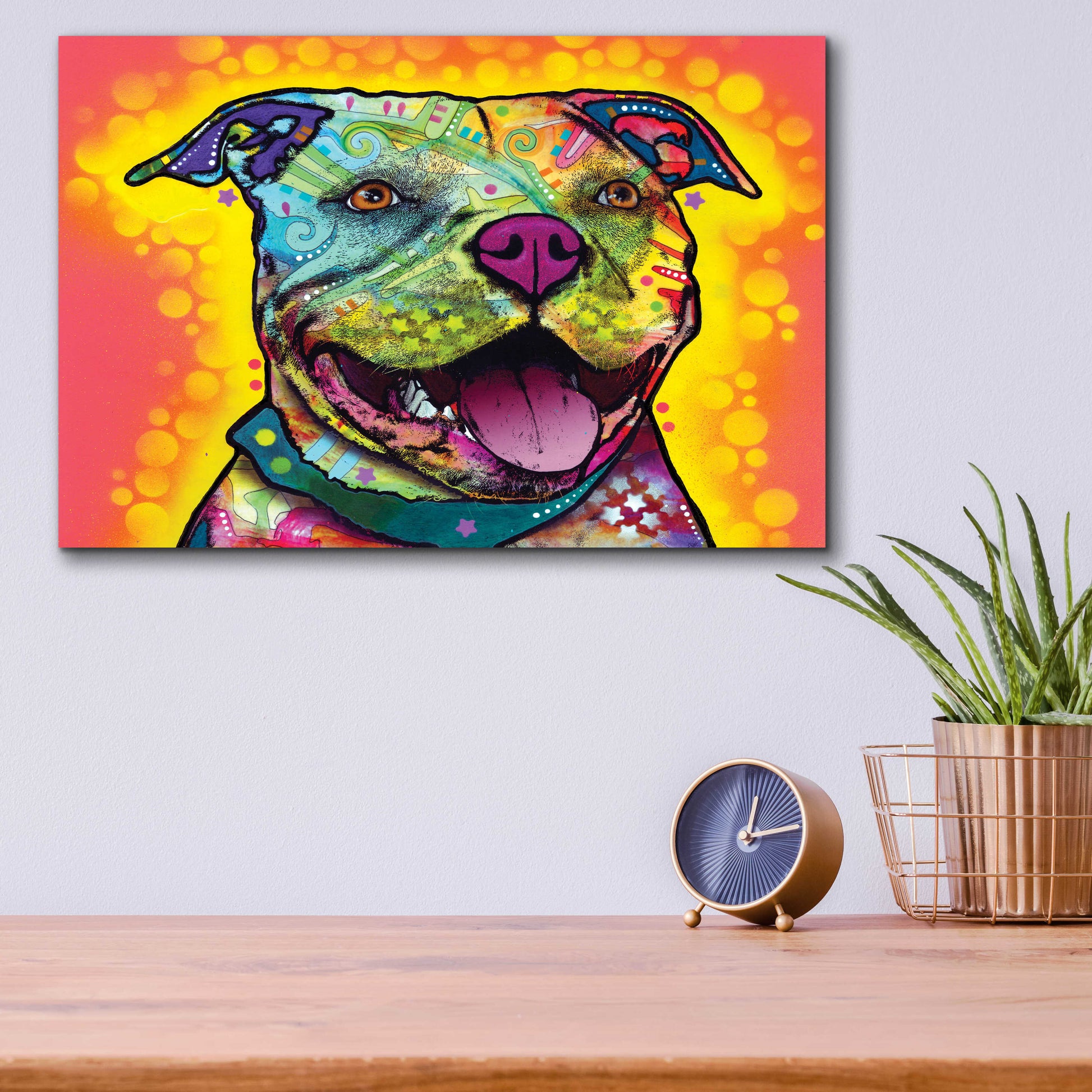 Epic Art 'Dewey Pit Bull' by Dean Russo, Acrylic Glass Wall Art,16x12