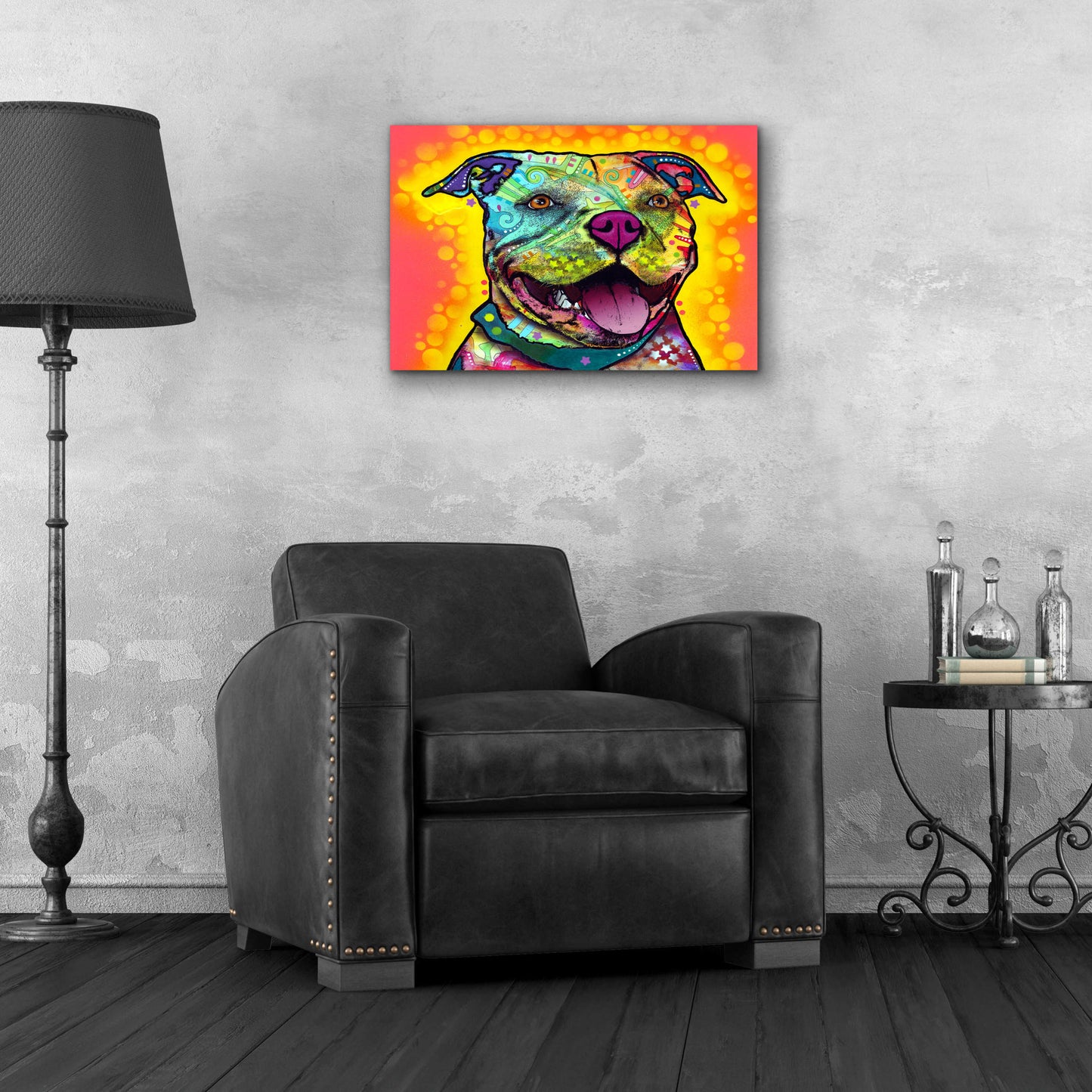 Epic Art 'Dewey Pit Bull' by Dean Russo, Acrylic Glass Wall Art,24x16