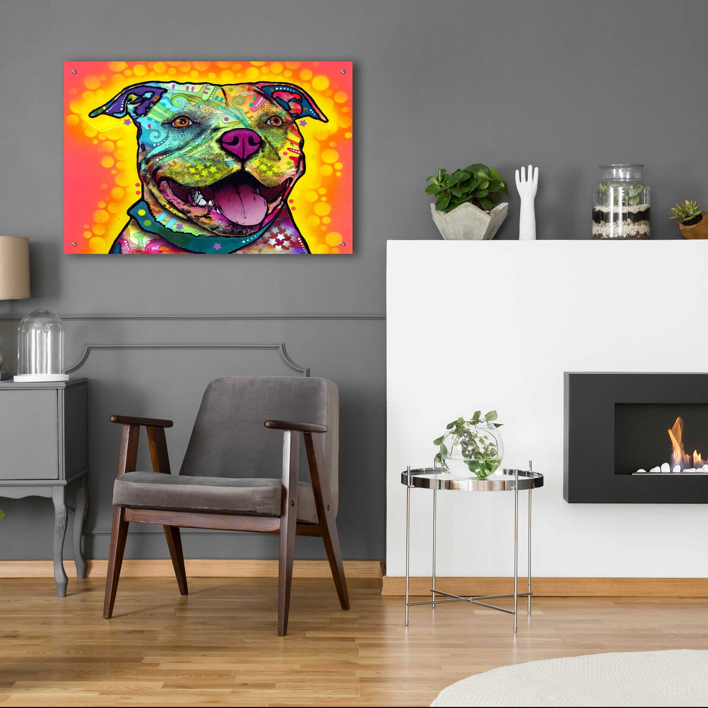 Epic Art 'Dewey Pit Bull' by Dean Russo, Acrylic Glass Wall Art,36x24