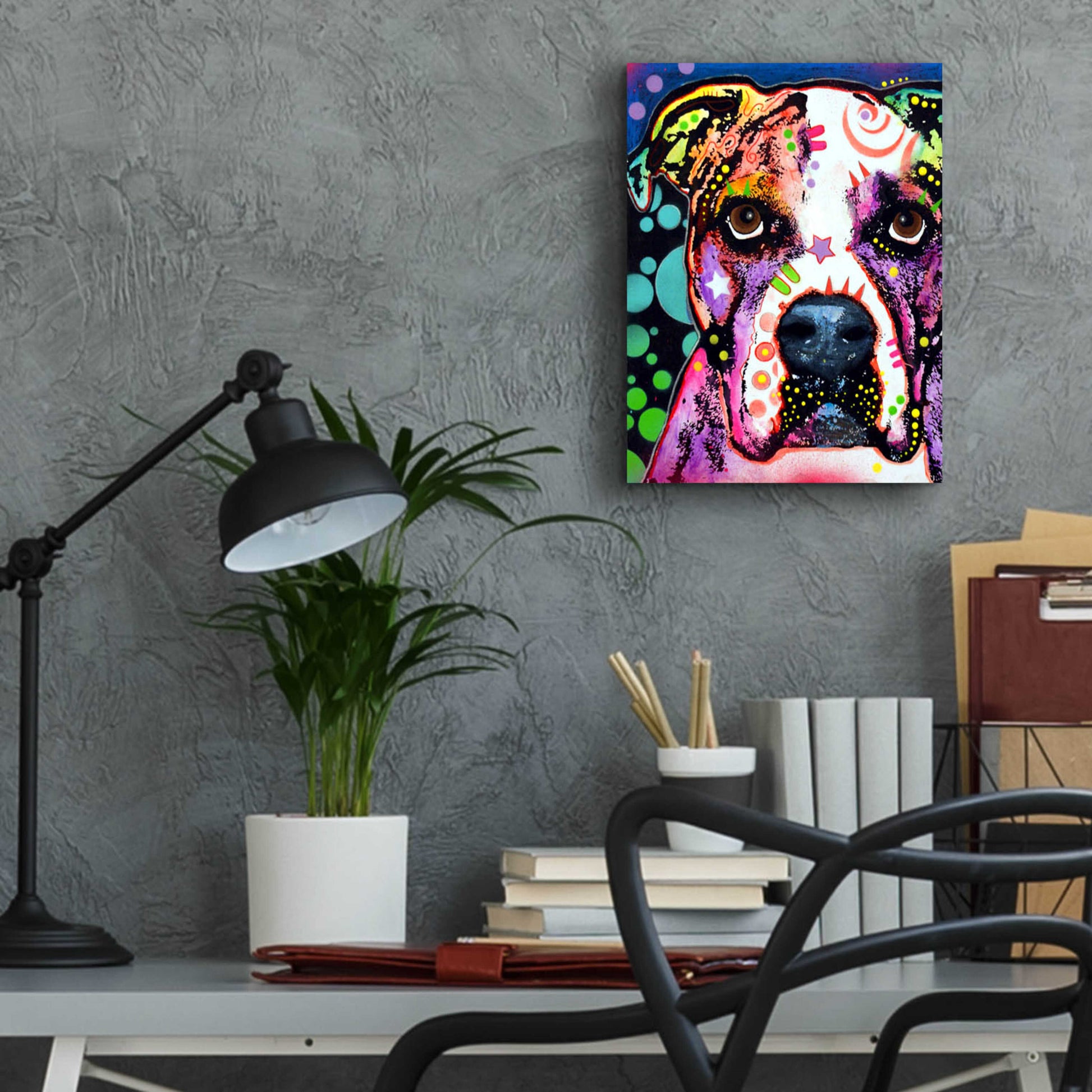 Epic Art 'American Bulldog 2' by Dean Russo, Acrylic Glass Wall Art,12x16