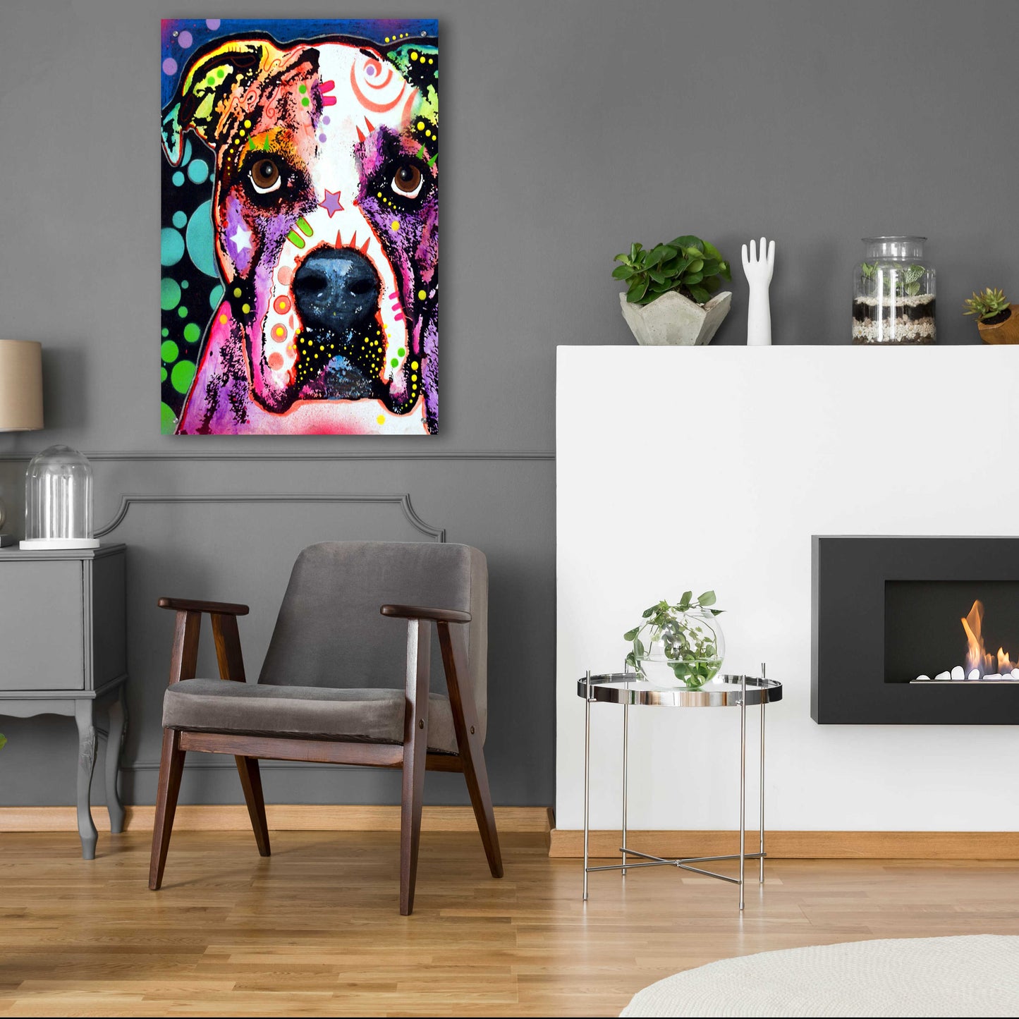 Epic Art 'American Bulldog 2' by Dean Russo, Acrylic Glass Wall Art,24x36