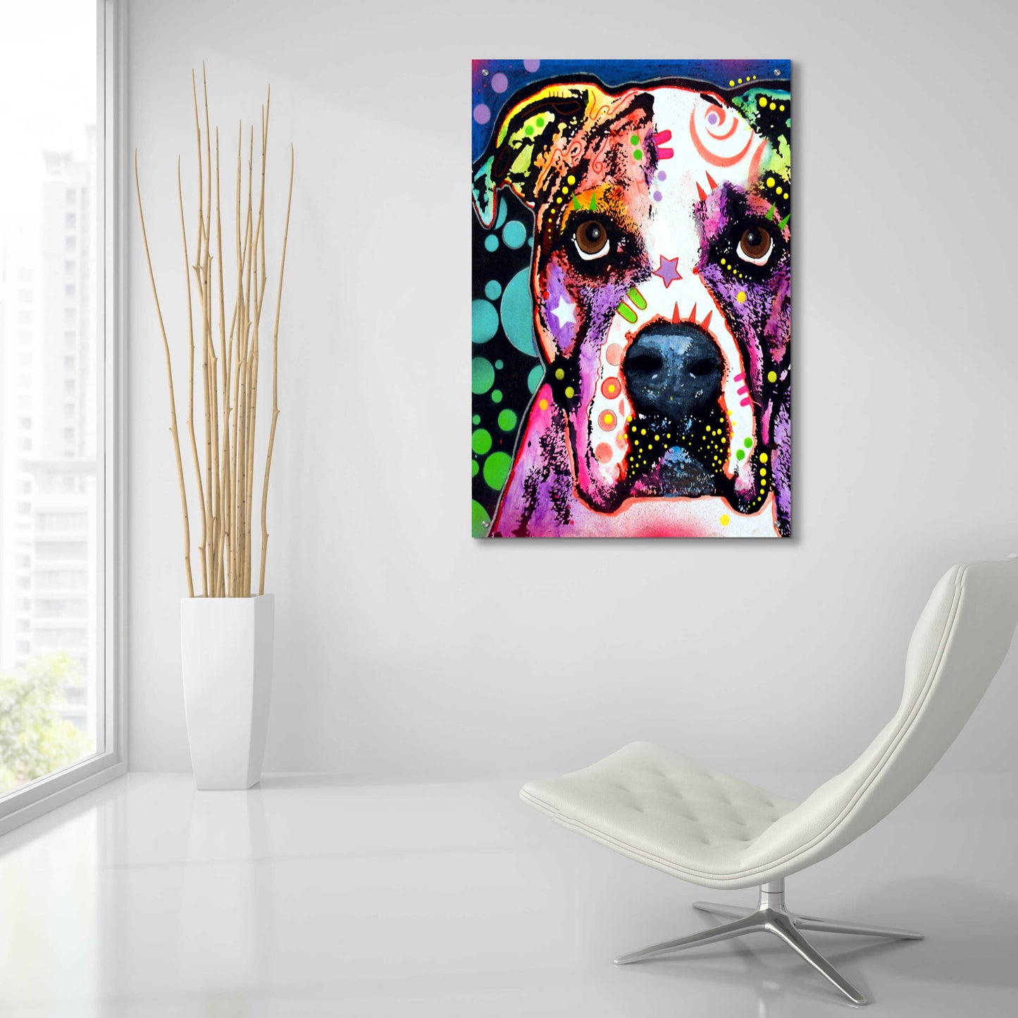 Epic Art 'American Bulldog 2' by Dean Russo, Acrylic Glass Wall Art,24x36