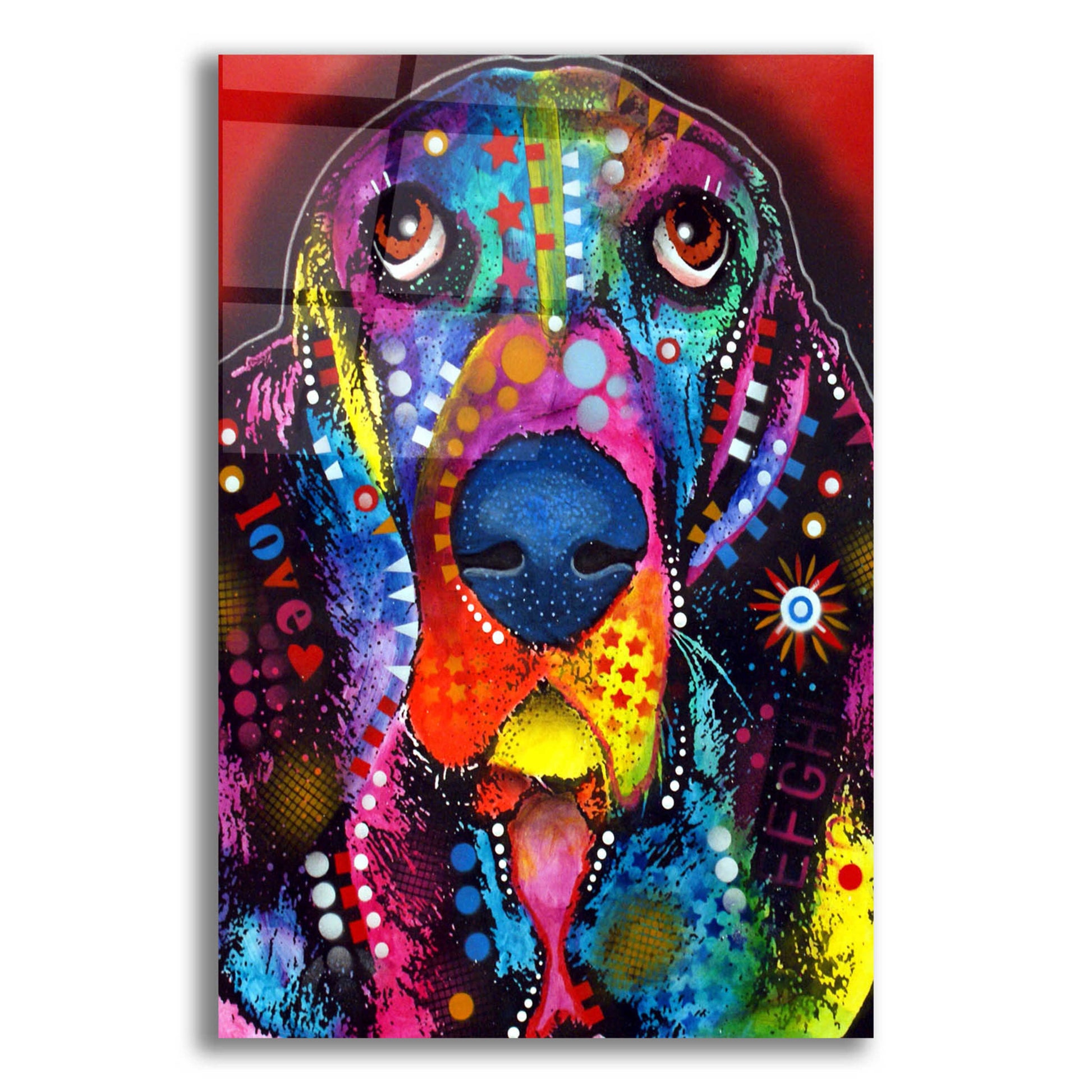 Epic Art 'Basset 2' by Dean Russo, Acrylic Glass Wall Art,12x16