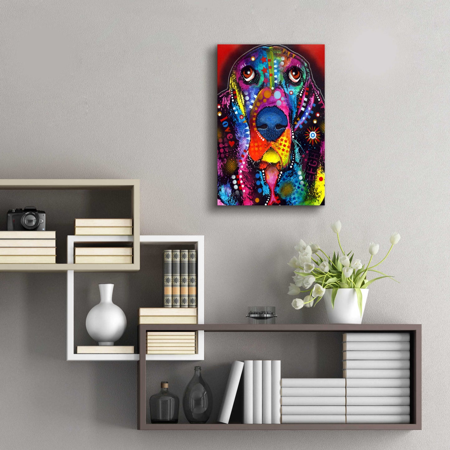 Epic Art 'Basset 2' by Dean Russo, Acrylic Glass Wall Art,16x24