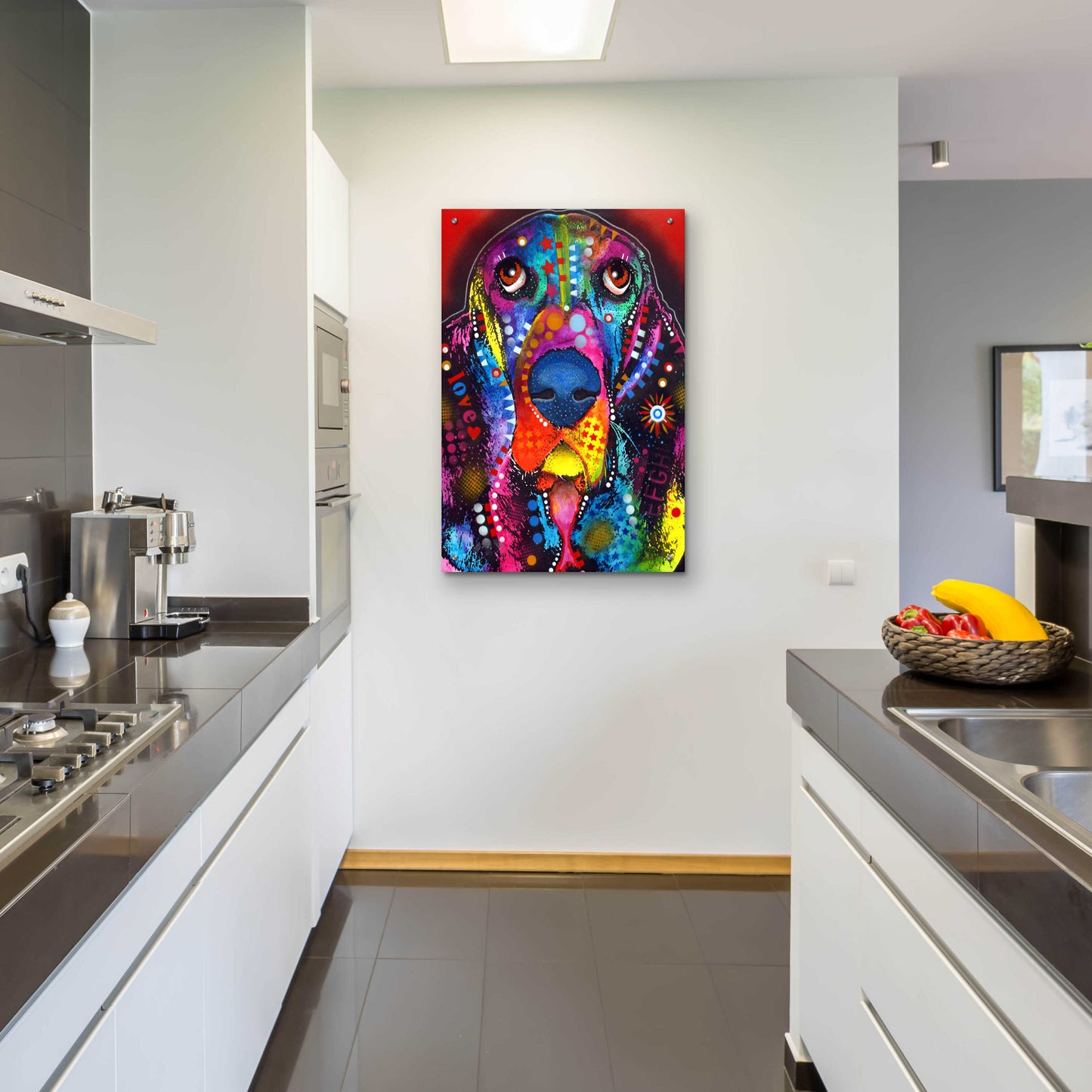 Epic Art 'Basset 2' by Dean Russo, Acrylic Glass Wall Art,24x36