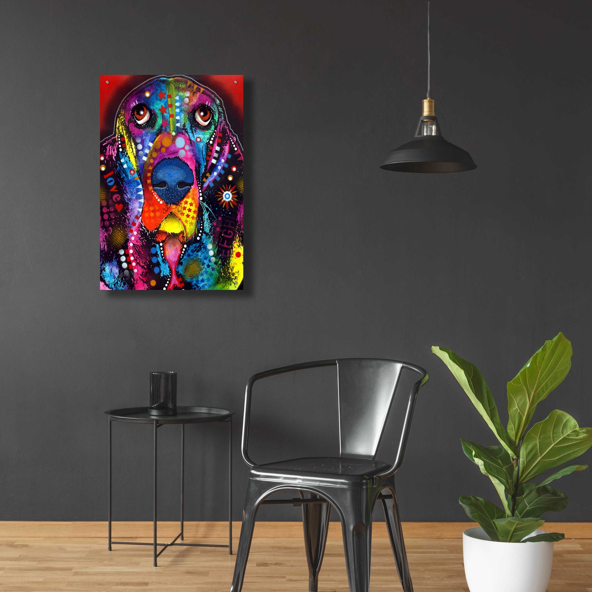 Epic Art 'Basset 2' by Dean Russo, Acrylic Glass Wall Art,24x36